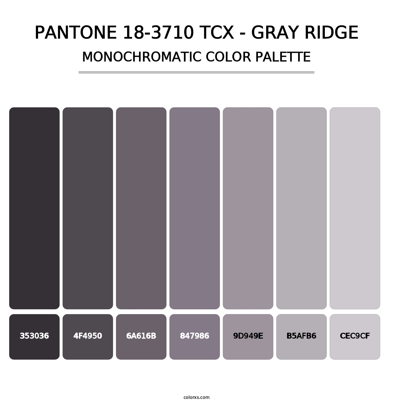 PANTONE 18-3710 TCX - Gray Ridge - Monochromatic Color Palette