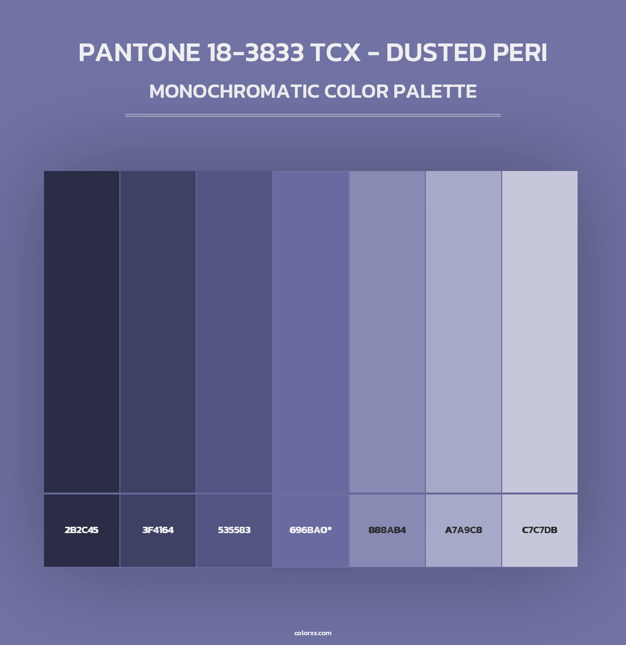 PANTONE 18-3833 TCX - Dusted Peri - Monochromatic Color Palette