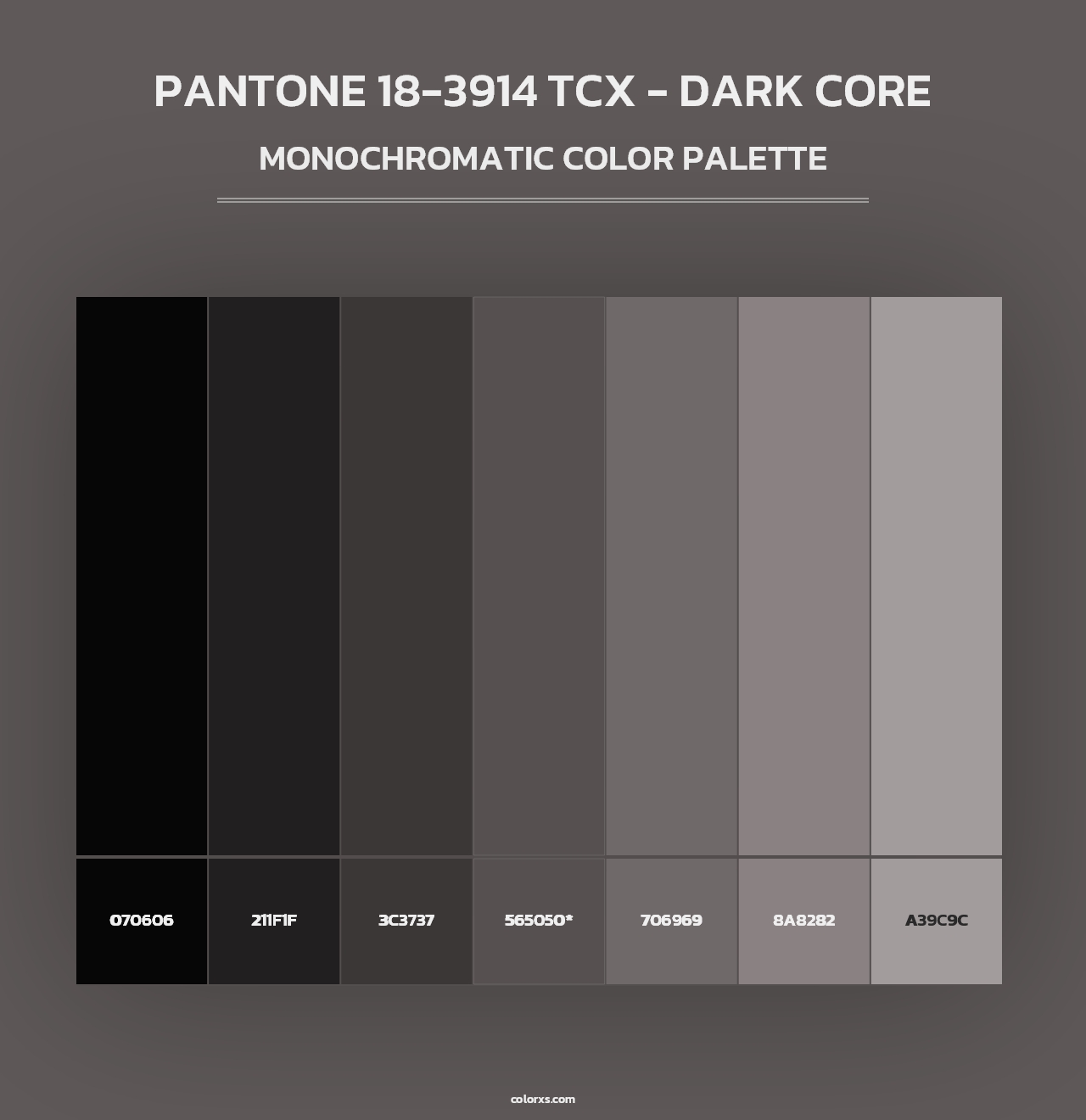 PANTONE 18-3914 TCX - Dark Core - Monochromatic Color Palette