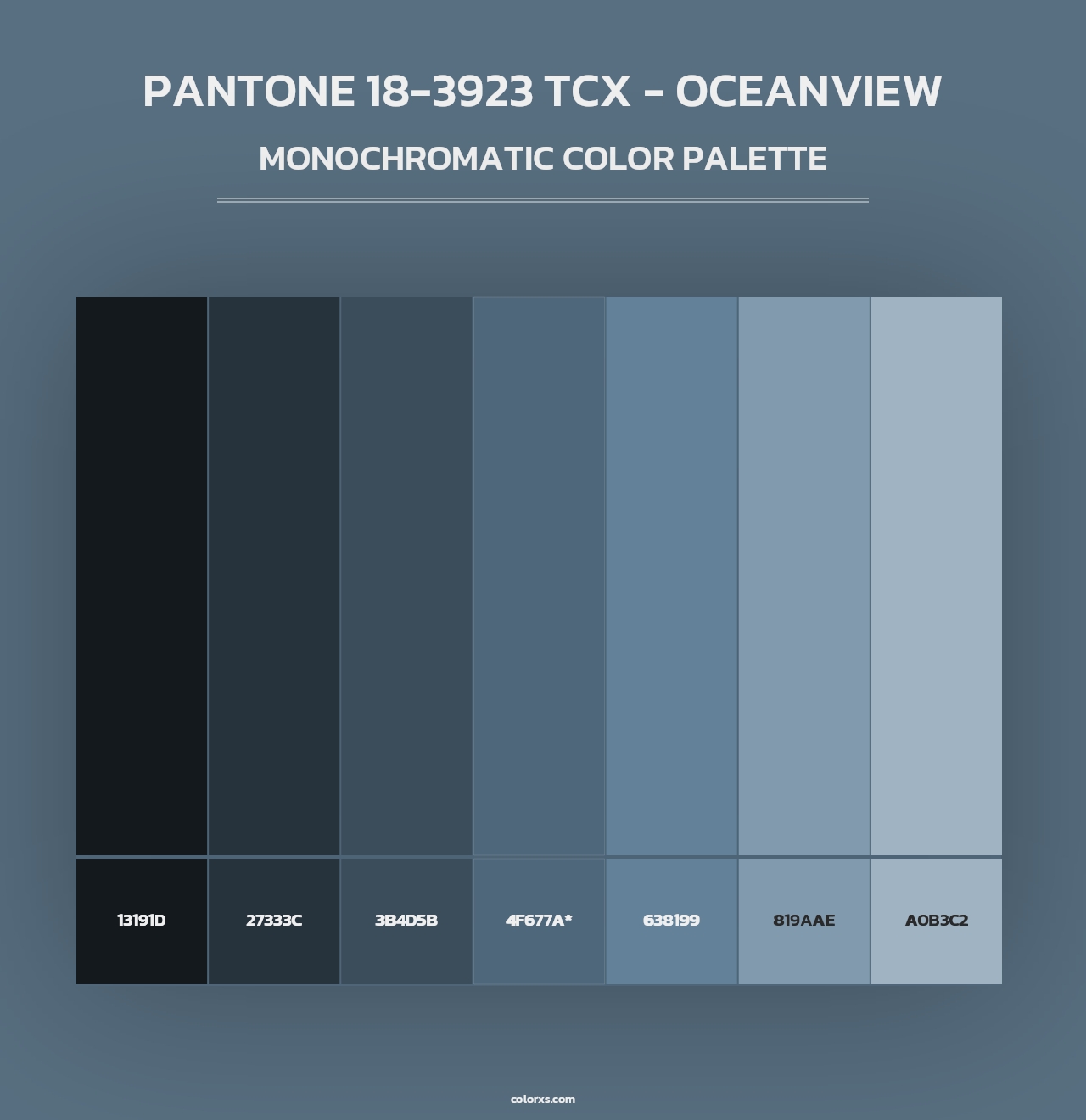 PANTONE 18-3923 TCX - Oceanview - Monochromatic Color Palette