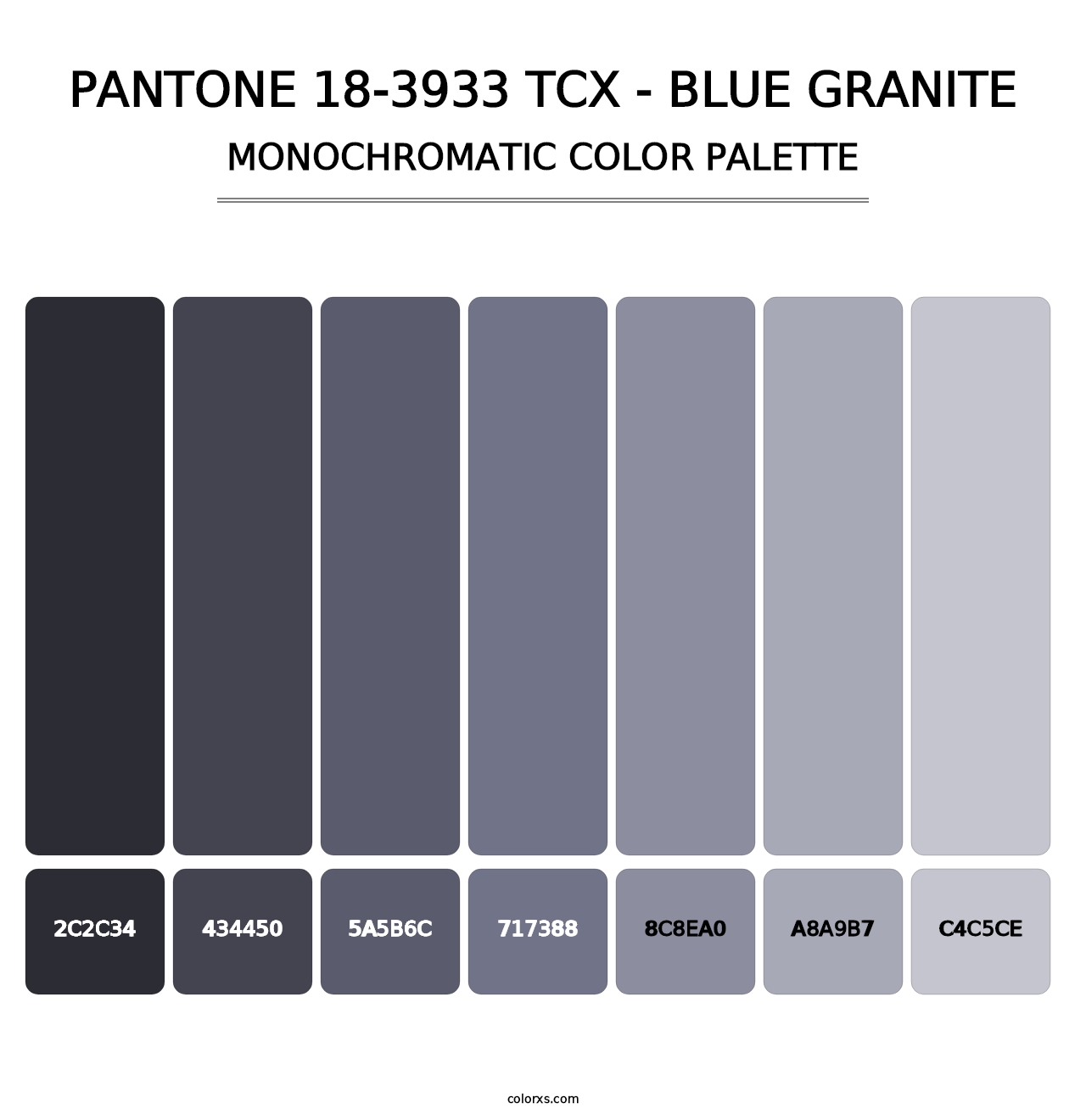 PANTONE 18-3933 TCX - Blue Granite - Monochromatic Color Palette