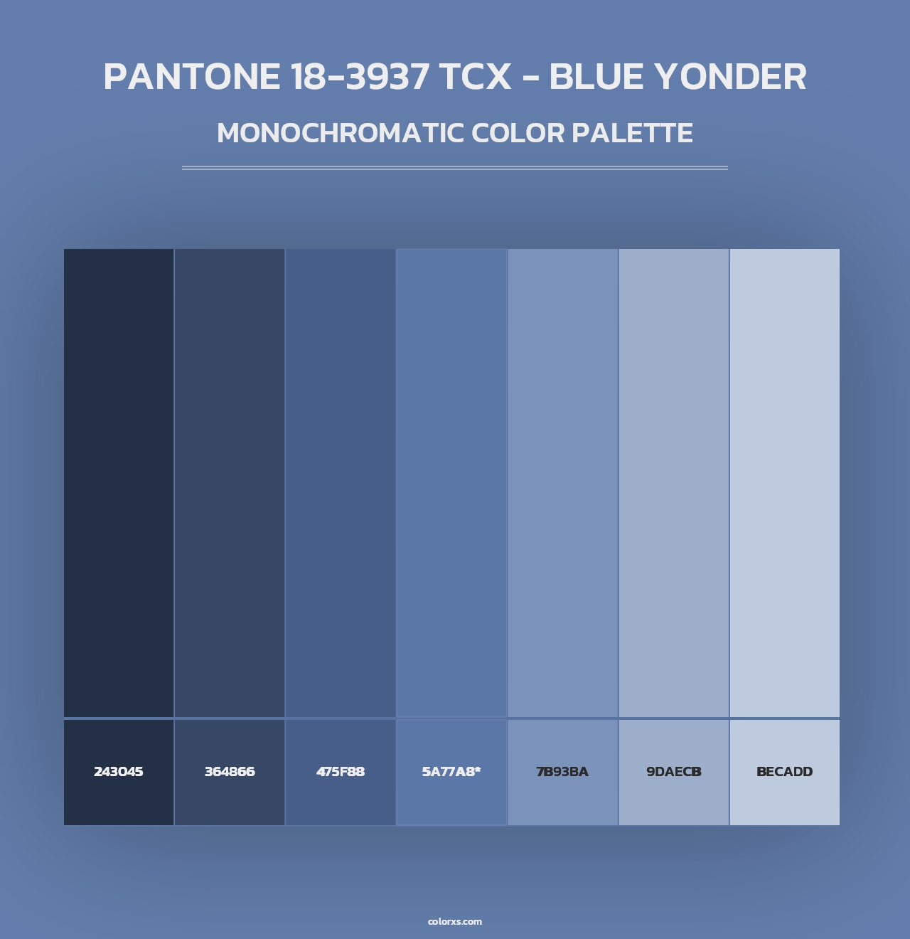 PANTONE 18-3937 TCX - Blue Yonder - Monochromatic Color Palette