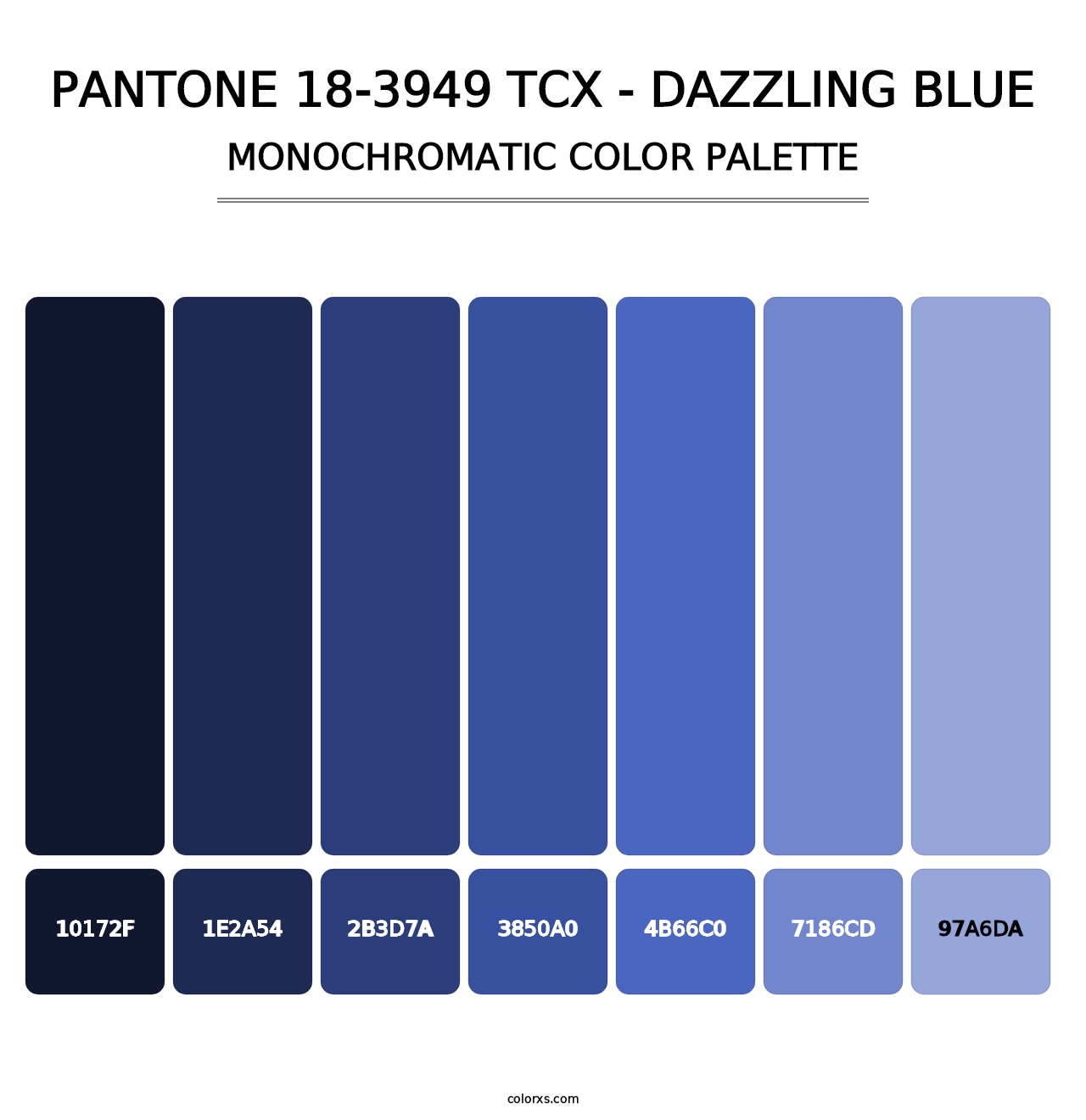 PANTONE 18-3949 TCX - Dazzling Blue - Monochromatic Color Palette