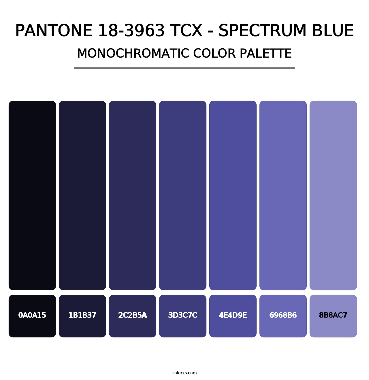 PANTONE 18-3963 TCX - Spectrum Blue - Monochromatic Color Palette