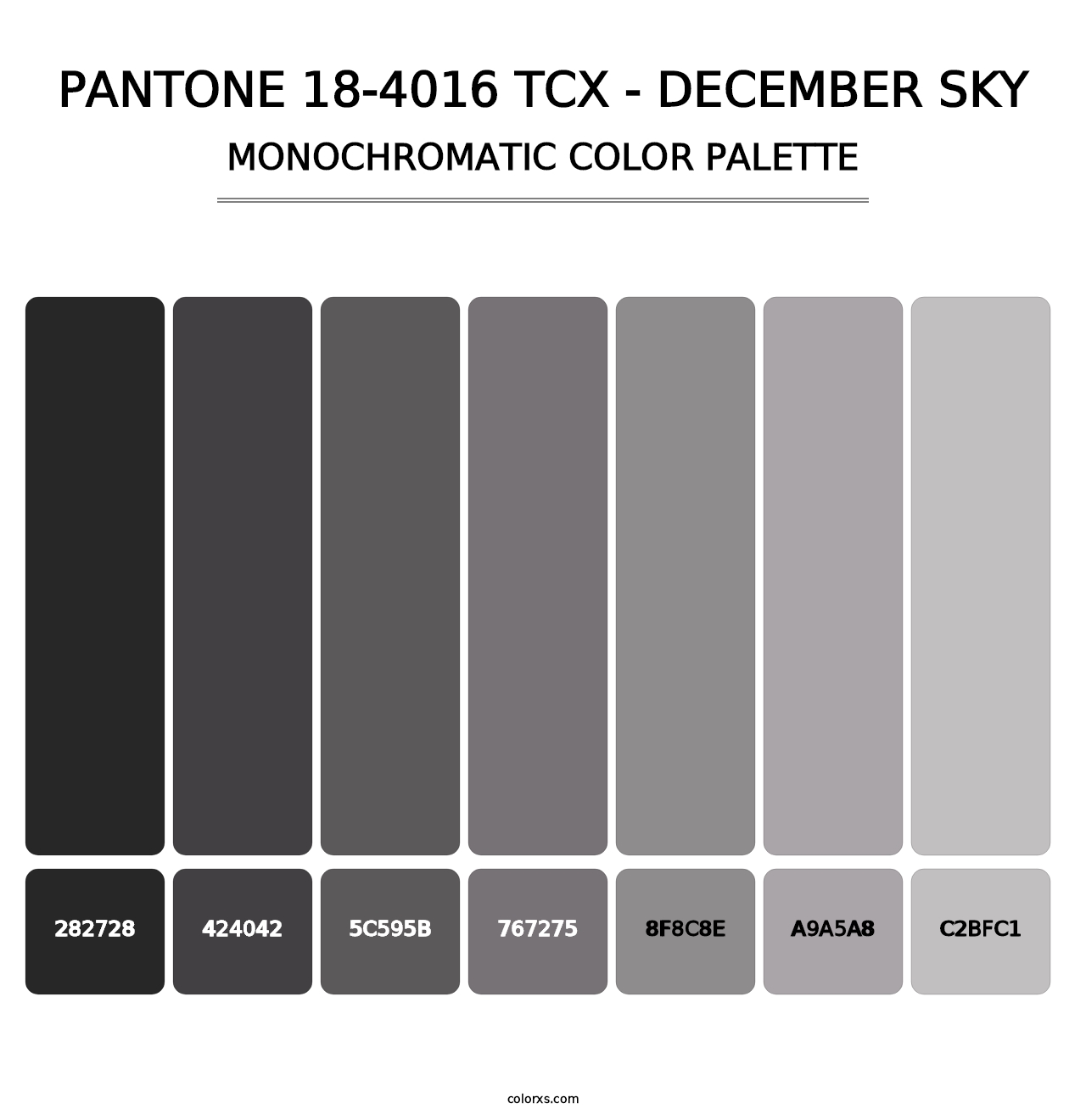 PANTONE 18-4016 TCX - December Sky - Monochromatic Color Palette