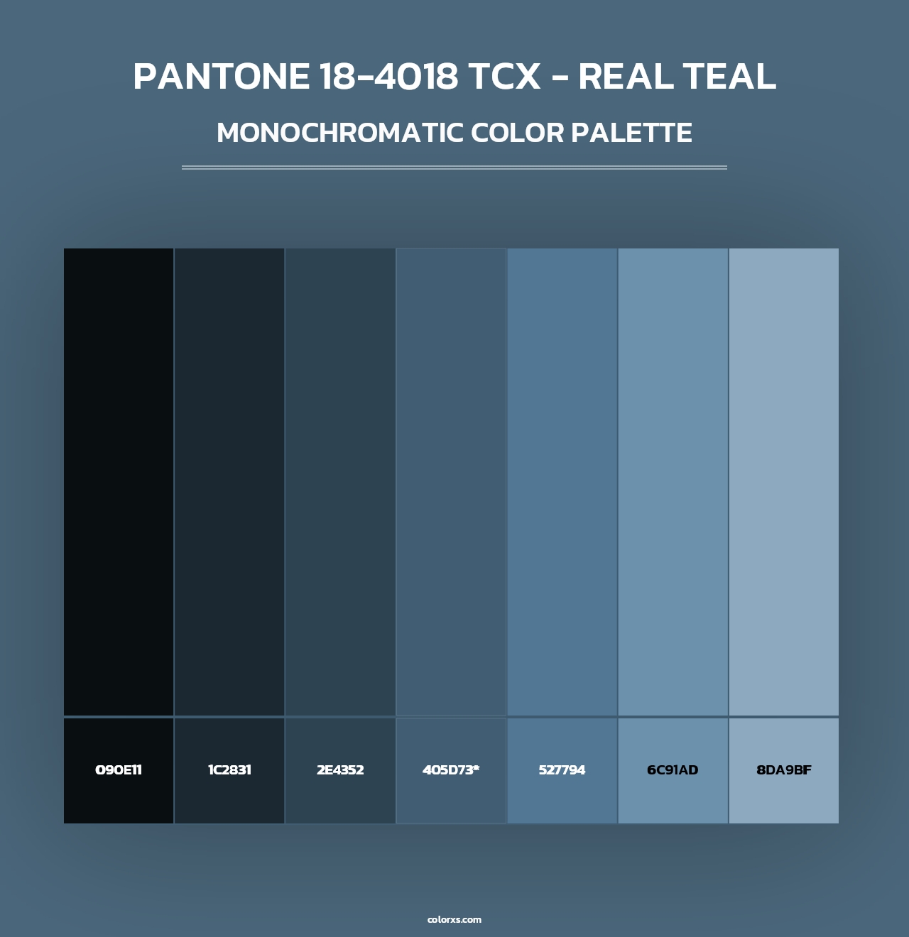 PANTONE 18-4018 TCX - Real Teal - Monochromatic Color Palette