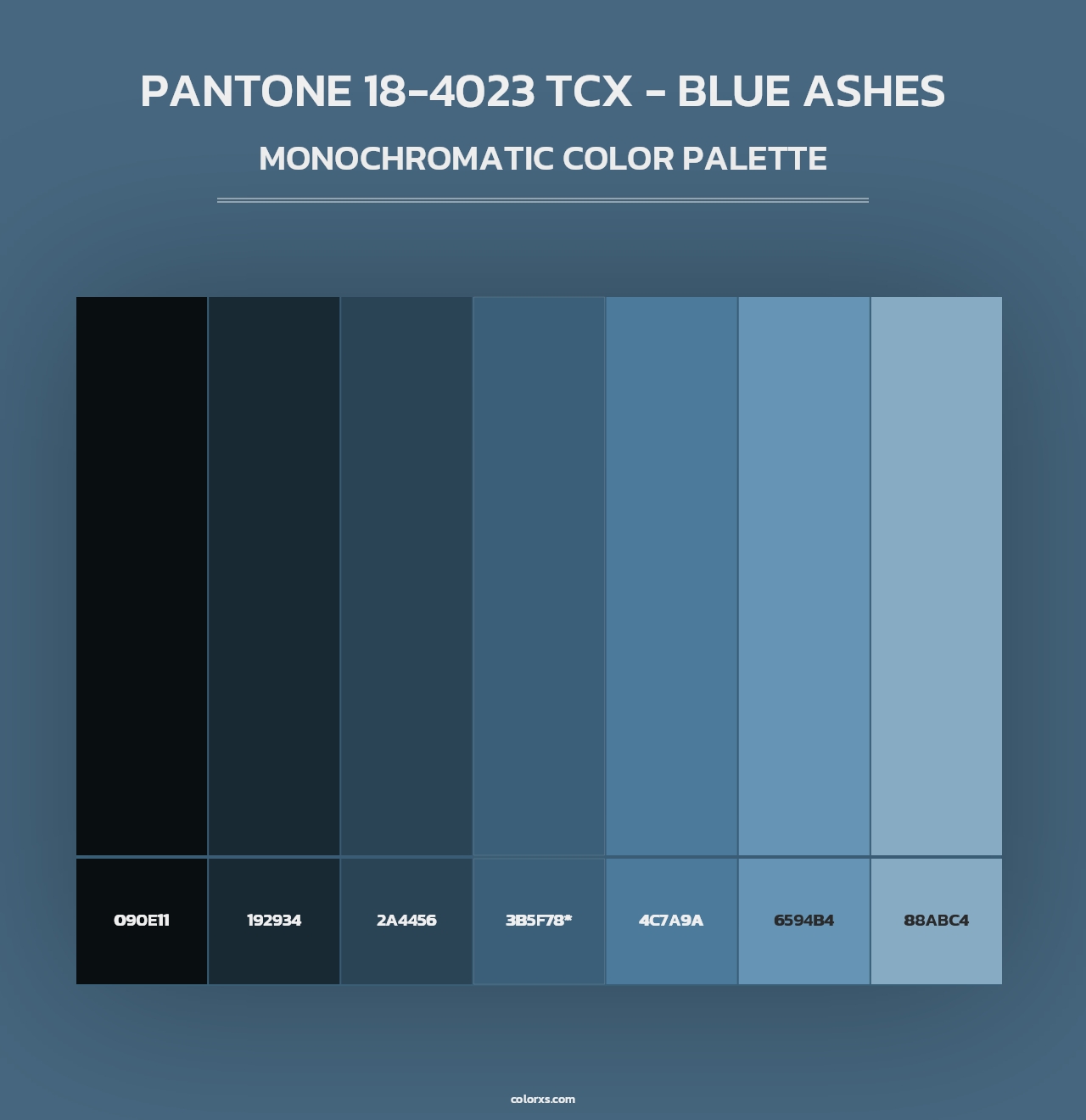 PANTONE 18-4023 TCX - Blue Ashes - Monochromatic Color Palette