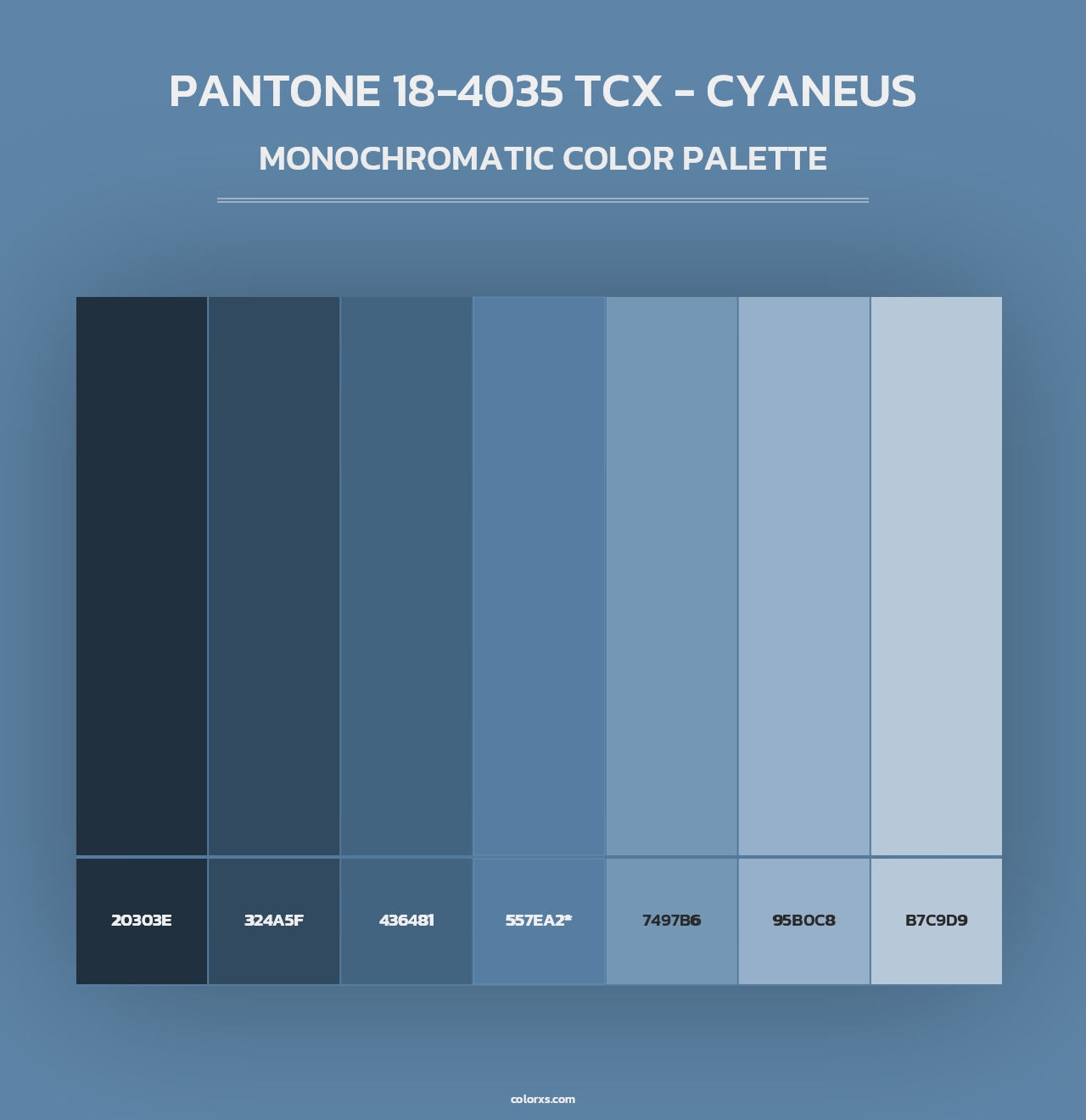 PANTONE 18-4035 TCX - Cyaneus - Monochromatic Color Palette