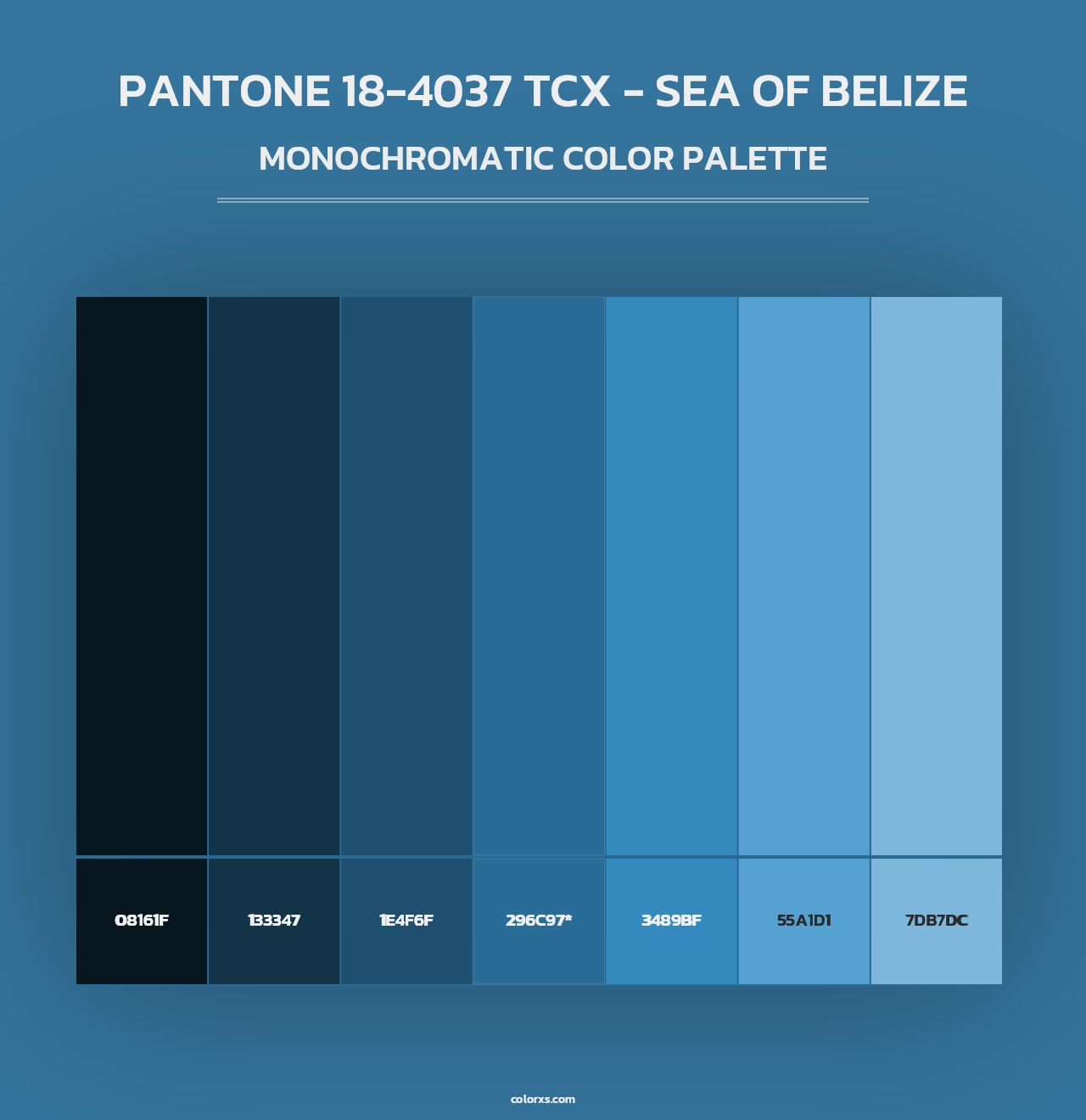 PANTONE 18-4037 TCX - Sea of Belize - Monochromatic Color Palette