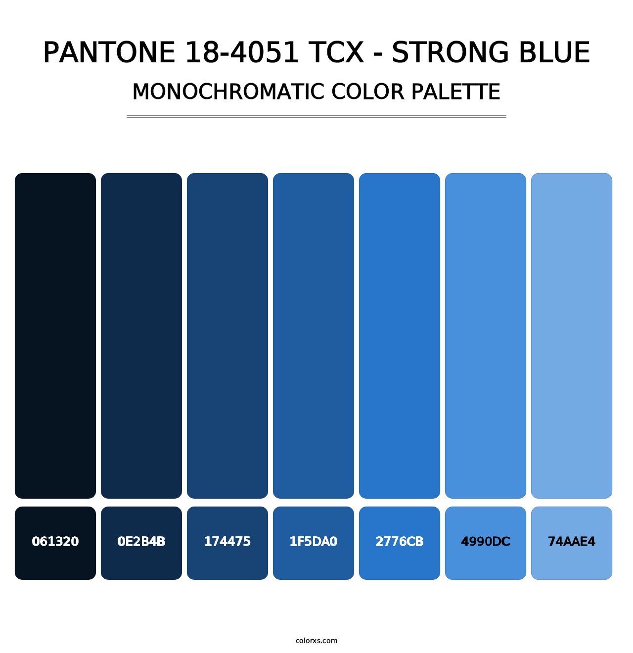 PANTONE 18-4051 TCX - Strong Blue - Monochromatic Color Palette