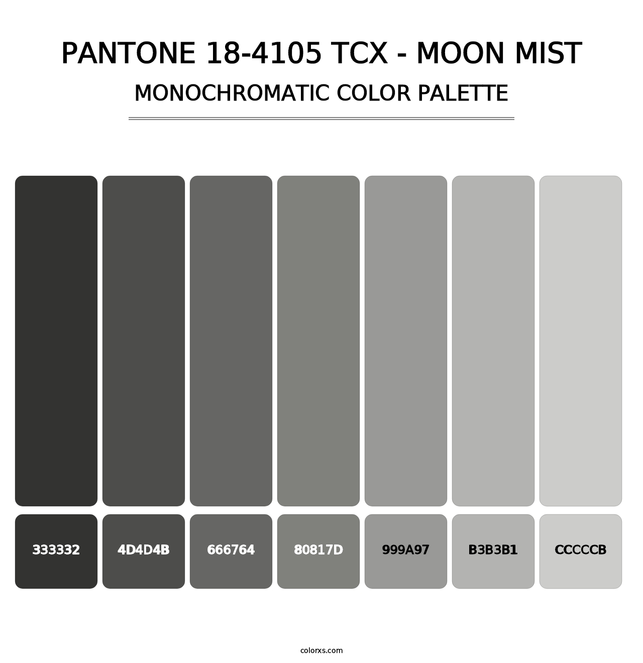 PANTONE 18-4105 TCX - Moon Mist - Monochromatic Color Palette