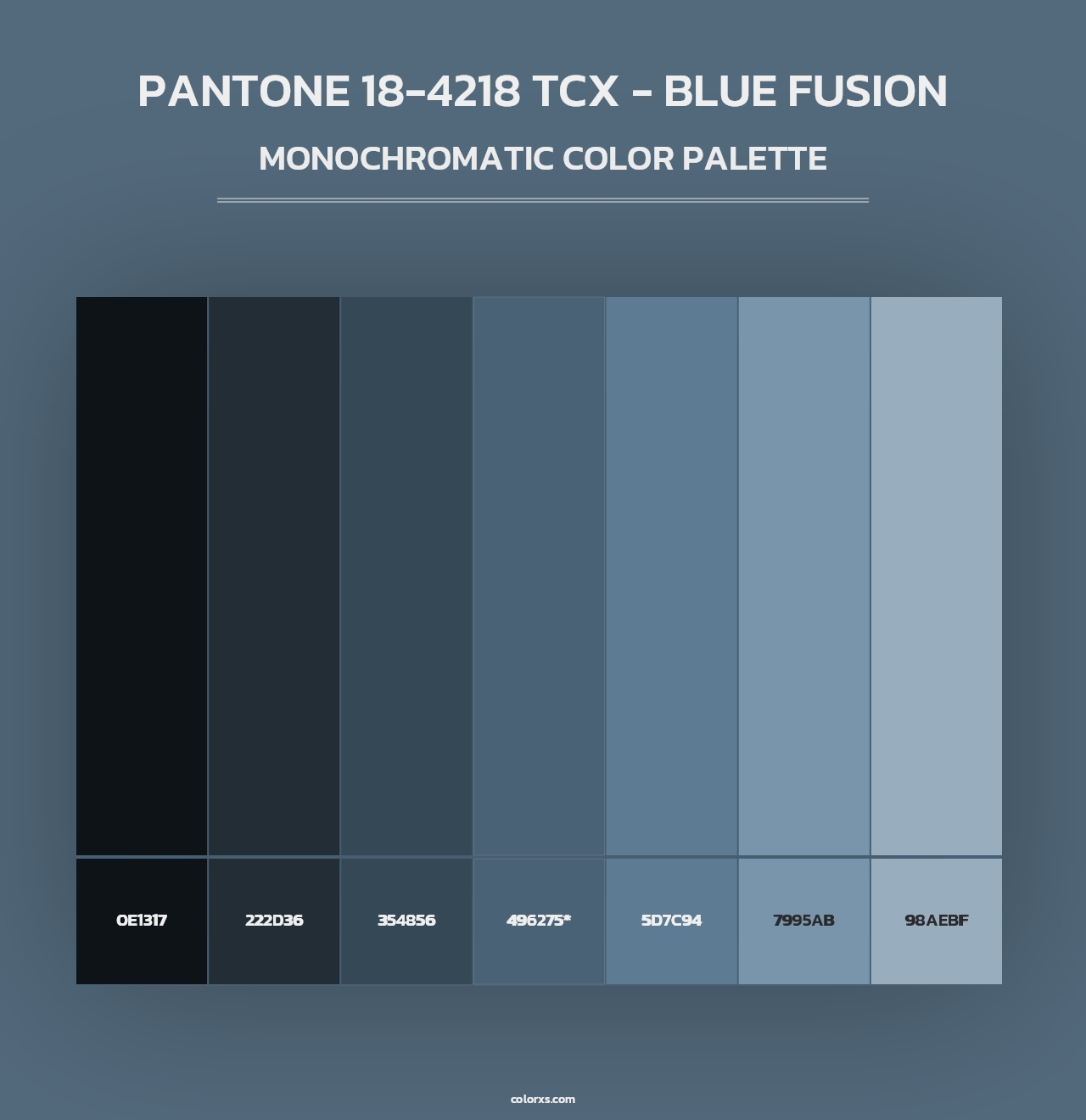 PANTONE 18-4218 TCX - Blue Fusion - Monochromatic Color Palette