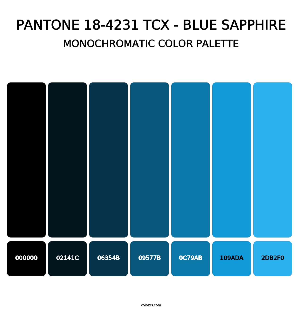 PANTONE 18-4231 TCX - Blue Sapphire - Monochromatic Color Palette