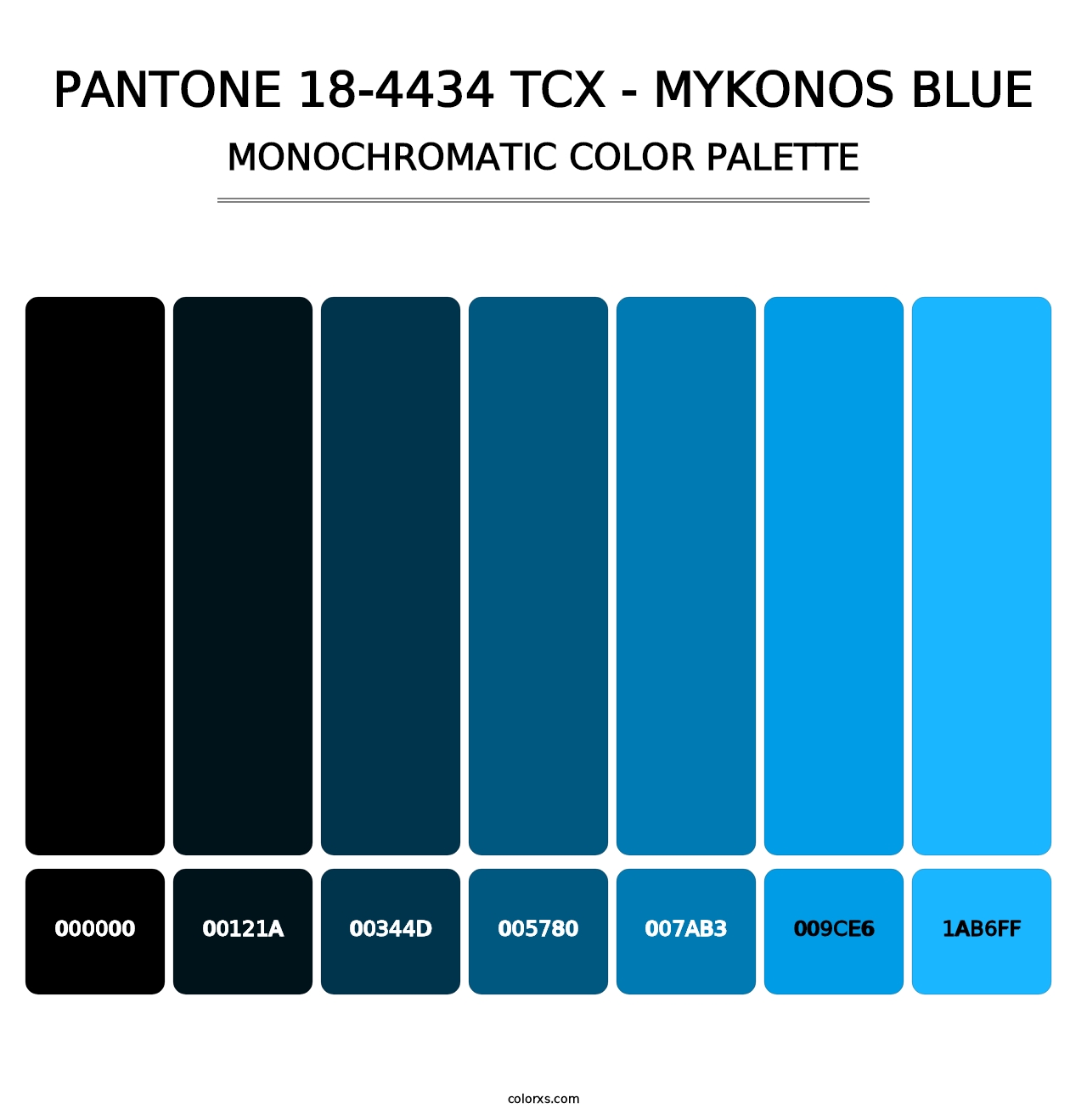 PANTONE 18-4434 TCX - Mykonos Blue - Monochromatic Color Palette