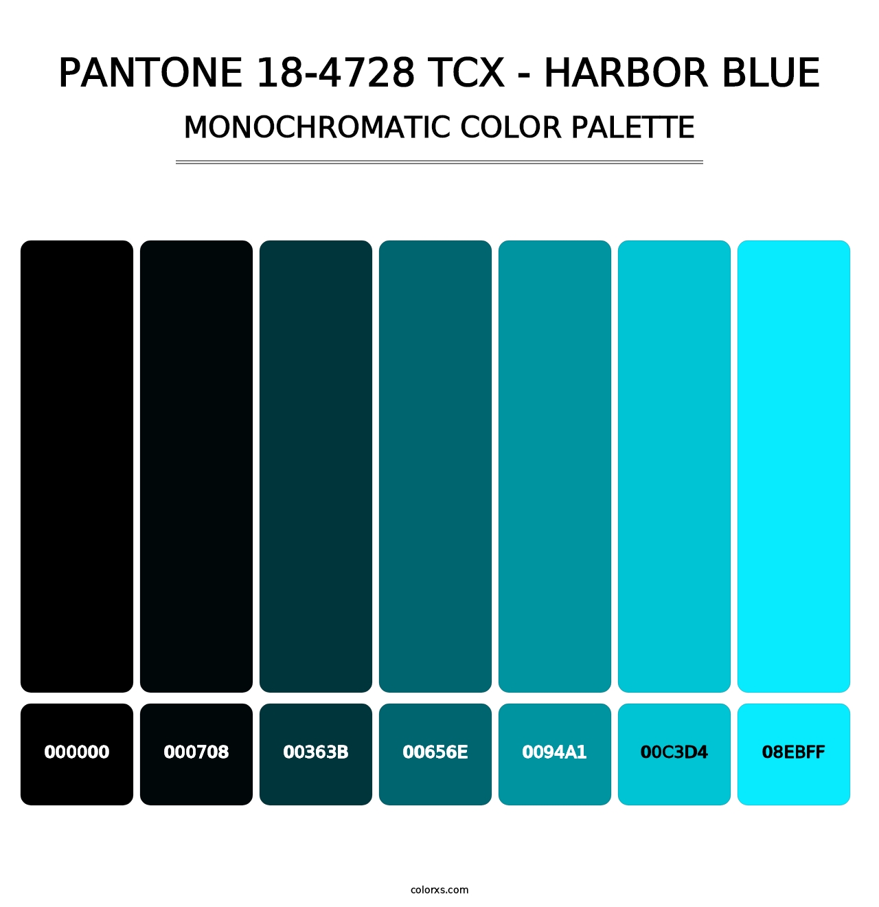 PANTONE 18-4728 TCX - Harbor Blue - Monochromatic Color Palette