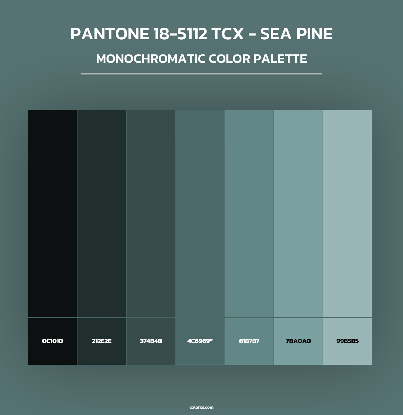 PANTONE 18-5112 TCX - Sea Pine - Monochromatic Color Palette