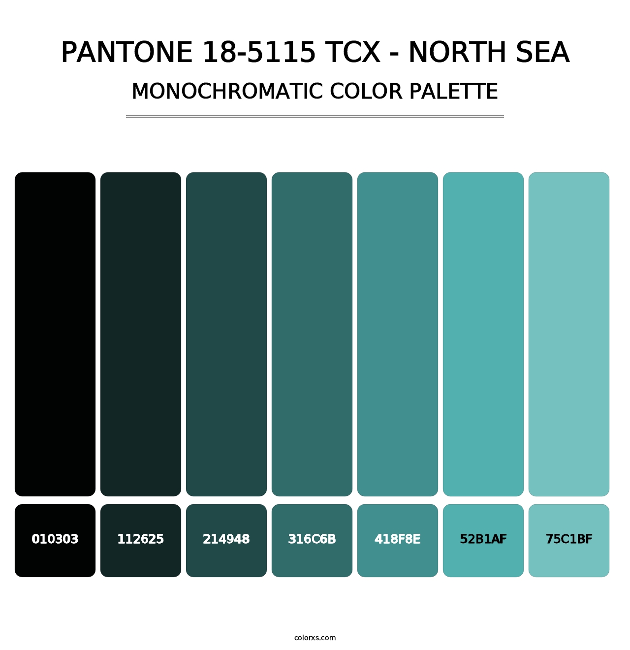 PANTONE 18-5115 TCX - North Sea - Monochromatic Color Palette