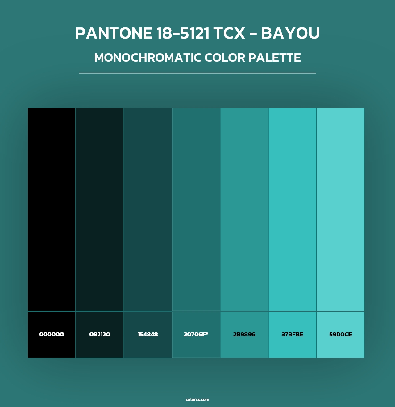 PANTONE 18-5121 TCX - Bayou - Monochromatic Color Palette