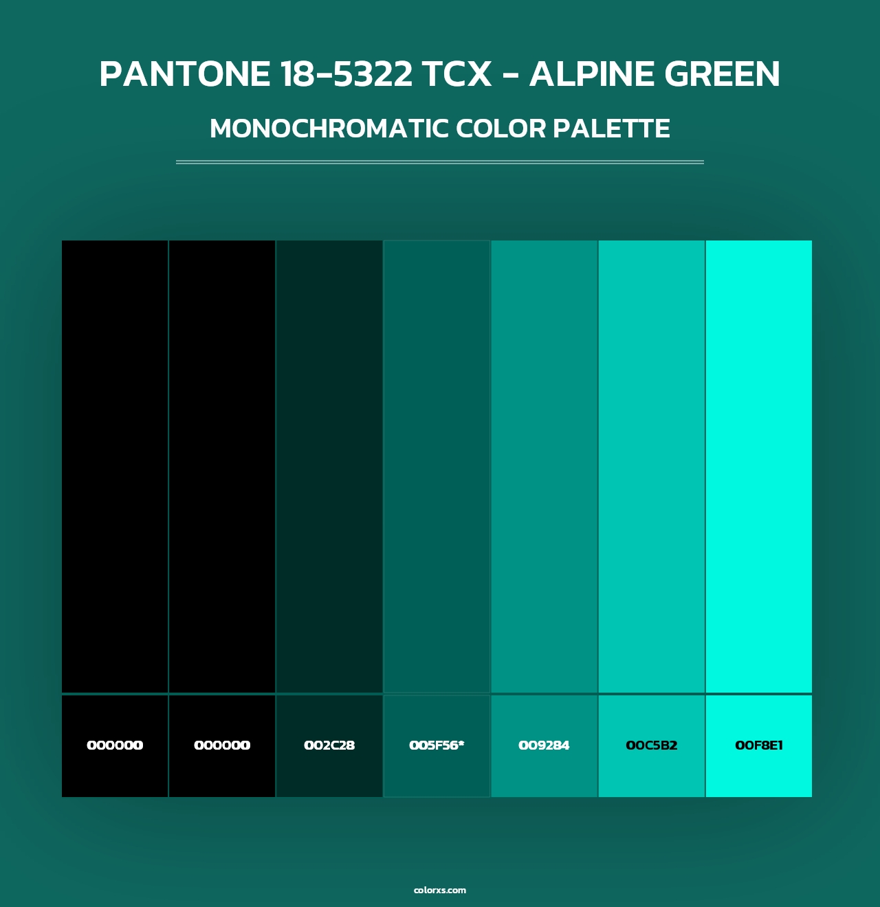 PANTONE 18-5322 TCX - Alpine Green - Monochromatic Color Palette
