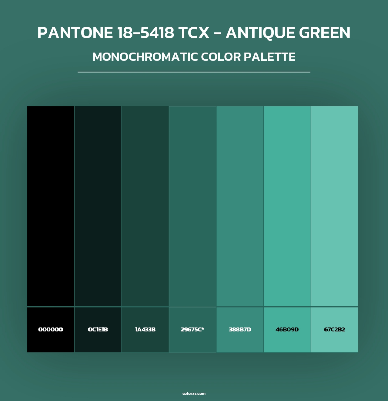 PANTONE 18-5418 TCX - Antique Green - Monochromatic Color Palette