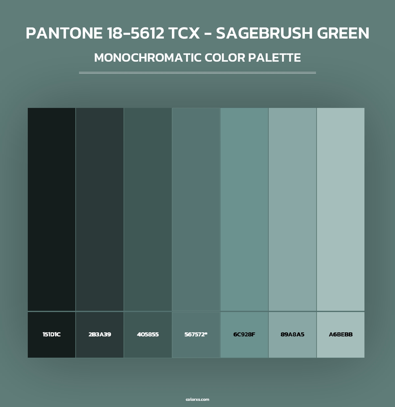 PANTONE 18-5612 TCX - Sagebrush Green - Monochromatic Color Palette