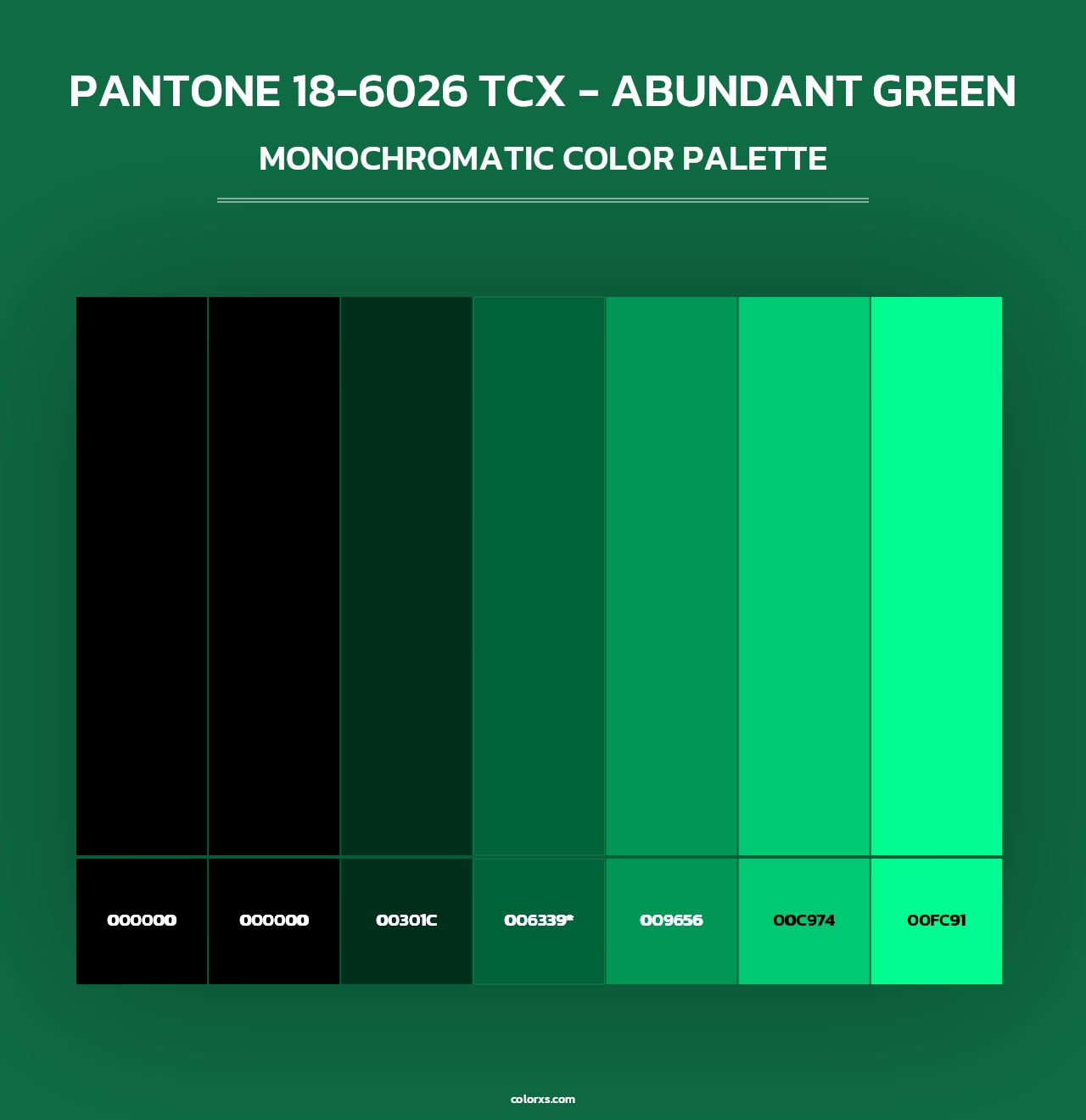 PANTONE 18-6026 TCX - Abundant Green - Monochromatic Color Palette