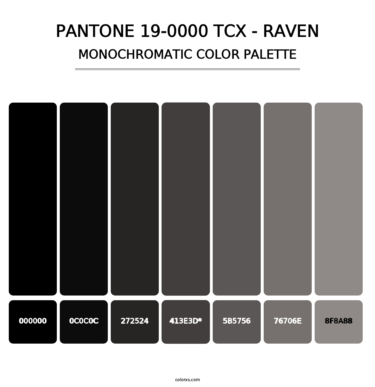 PANTONE 19-0000 TCX - Raven - Monochromatic Color Palette