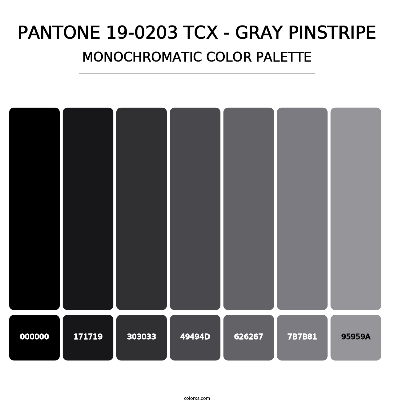 PANTONE 19-0203 TCX - Gray Pinstripe - Monochromatic Color Palette