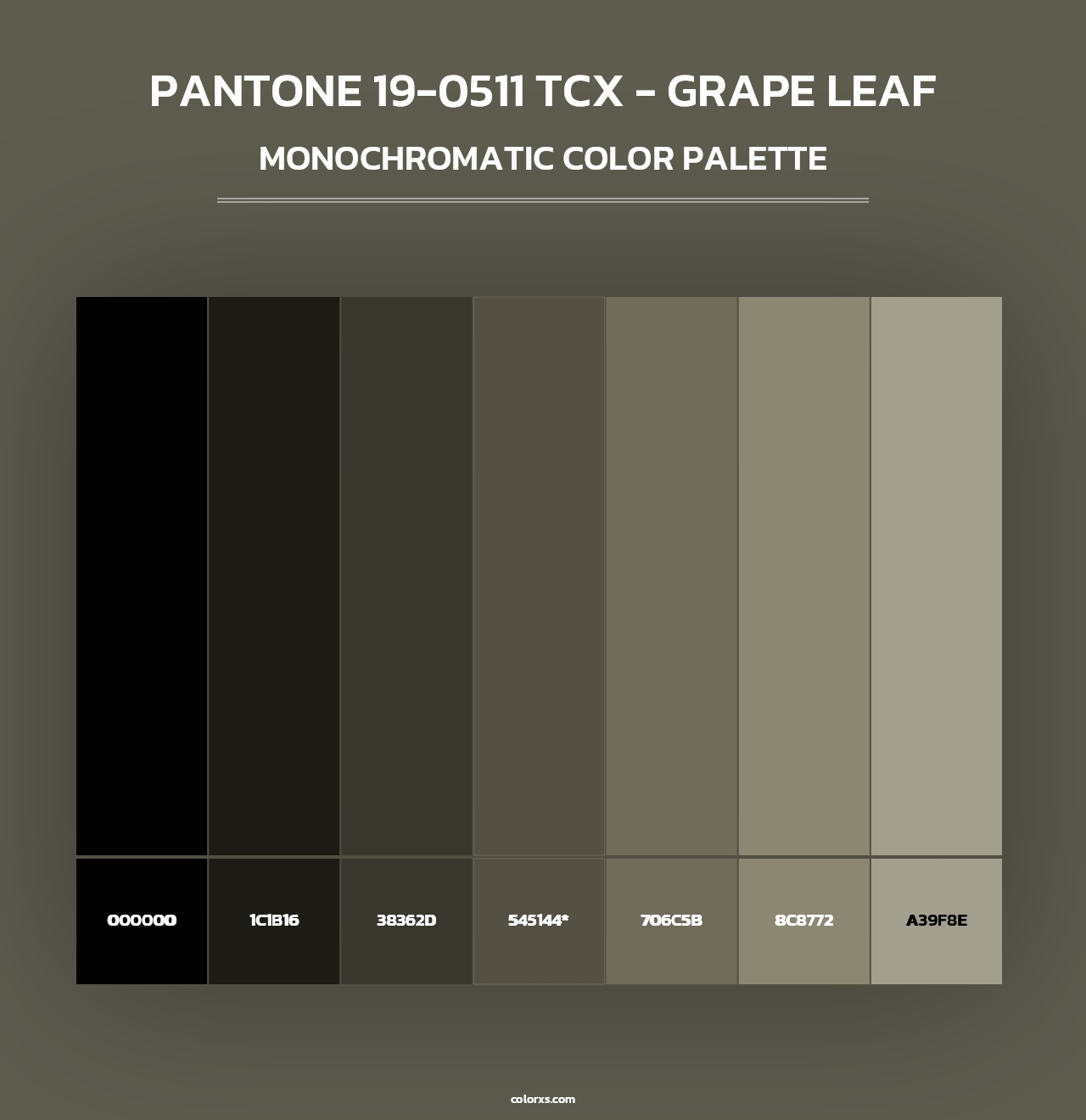 PANTONE 19-0511 TCX - Grape Leaf - Monochromatic Color Palette