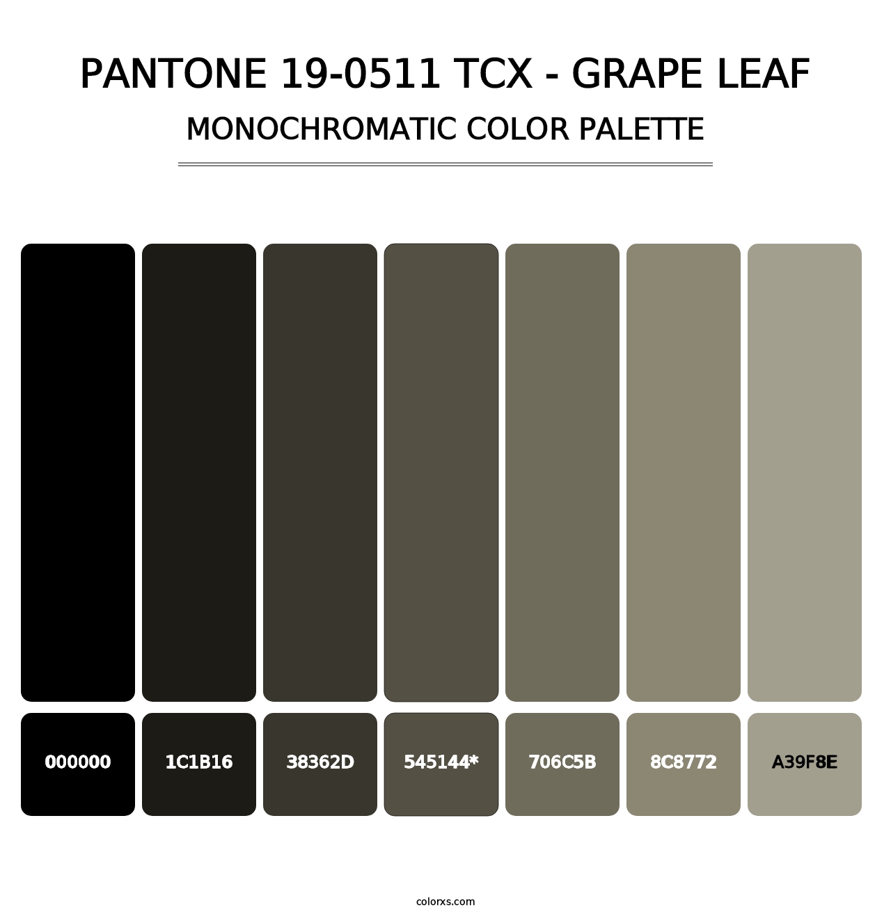 PANTONE 19-0511 TCX - Grape Leaf - Monochromatic Color Palette