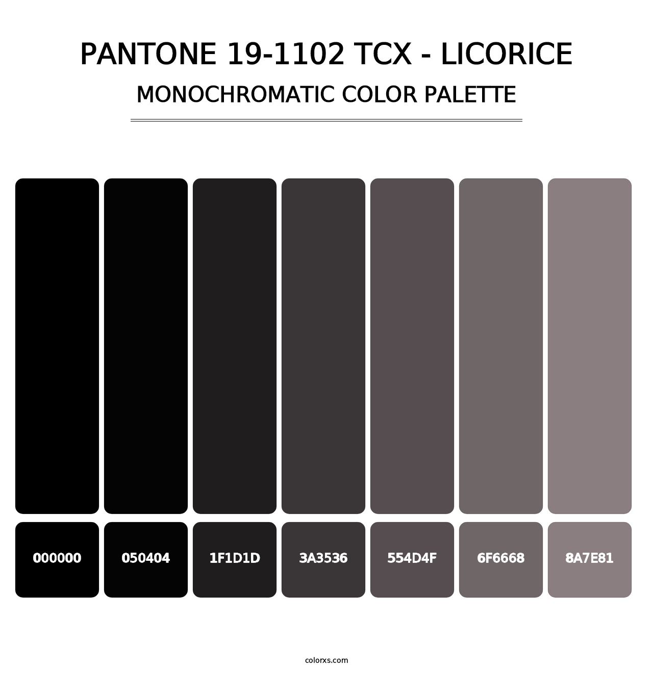 PANTONE 19-1102 TCX - Licorice - Monochromatic Color Palette