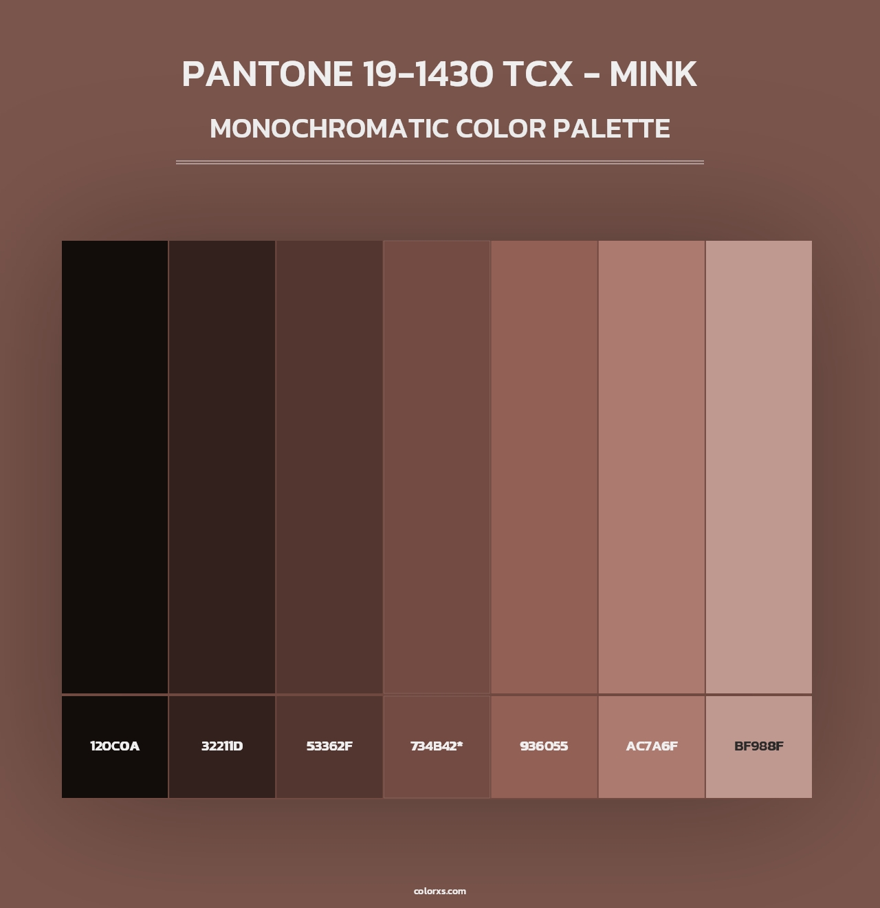 PANTONE 19-1430 TCX - Mink - Monochromatic Color Palette