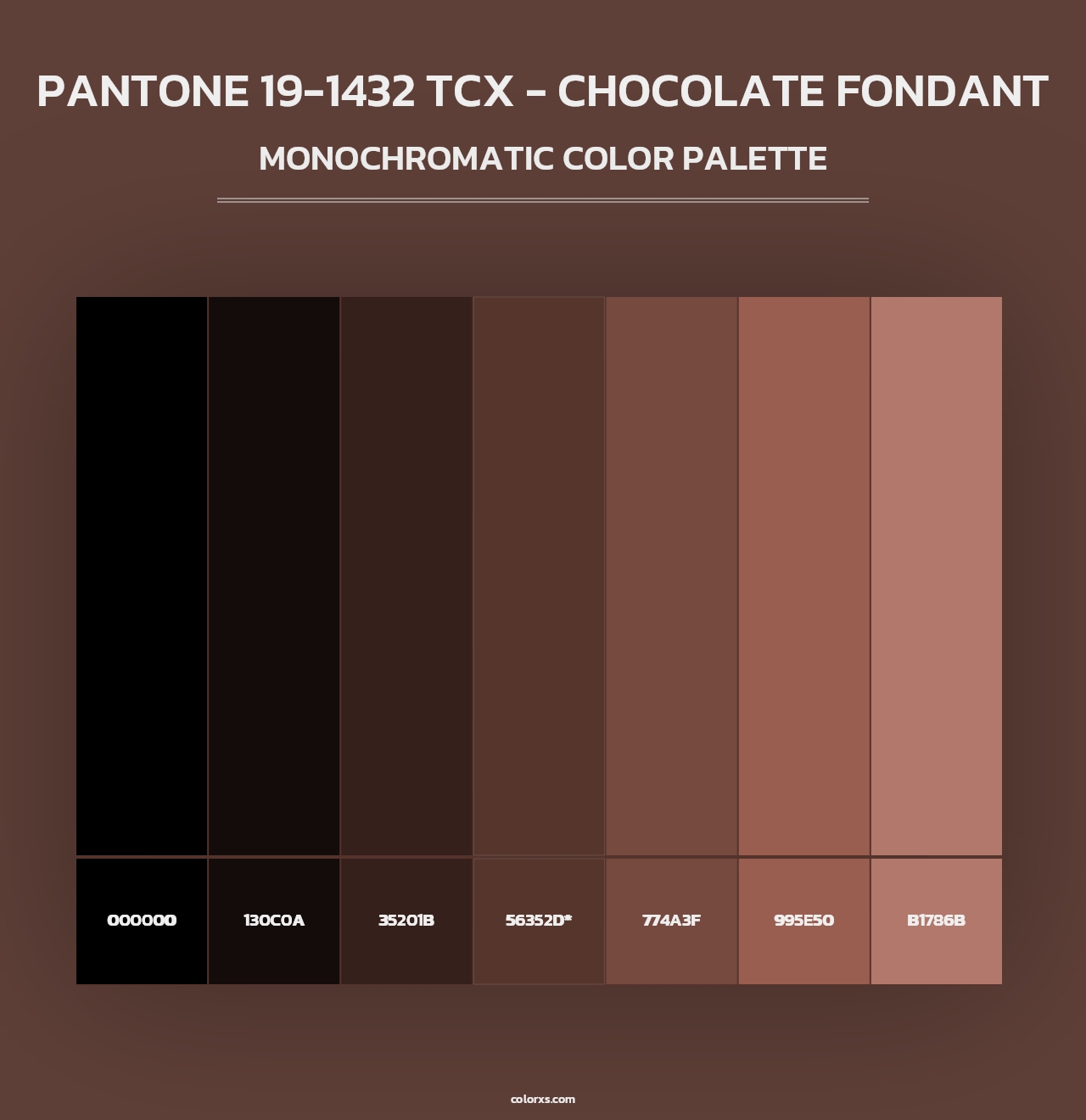 PANTONE 19-1432 TCX - Chocolate Fondant - Monochromatic Color Palette