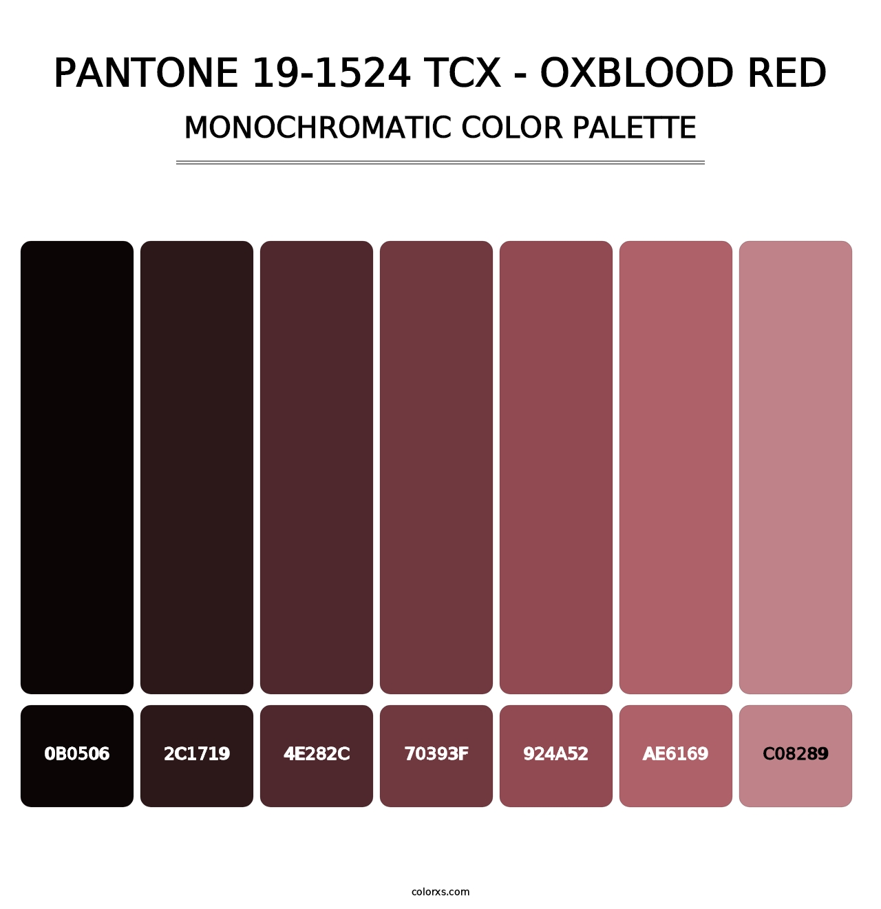 PANTONE 19-1524 TCX - Oxblood Red - Monochromatic Color Palette