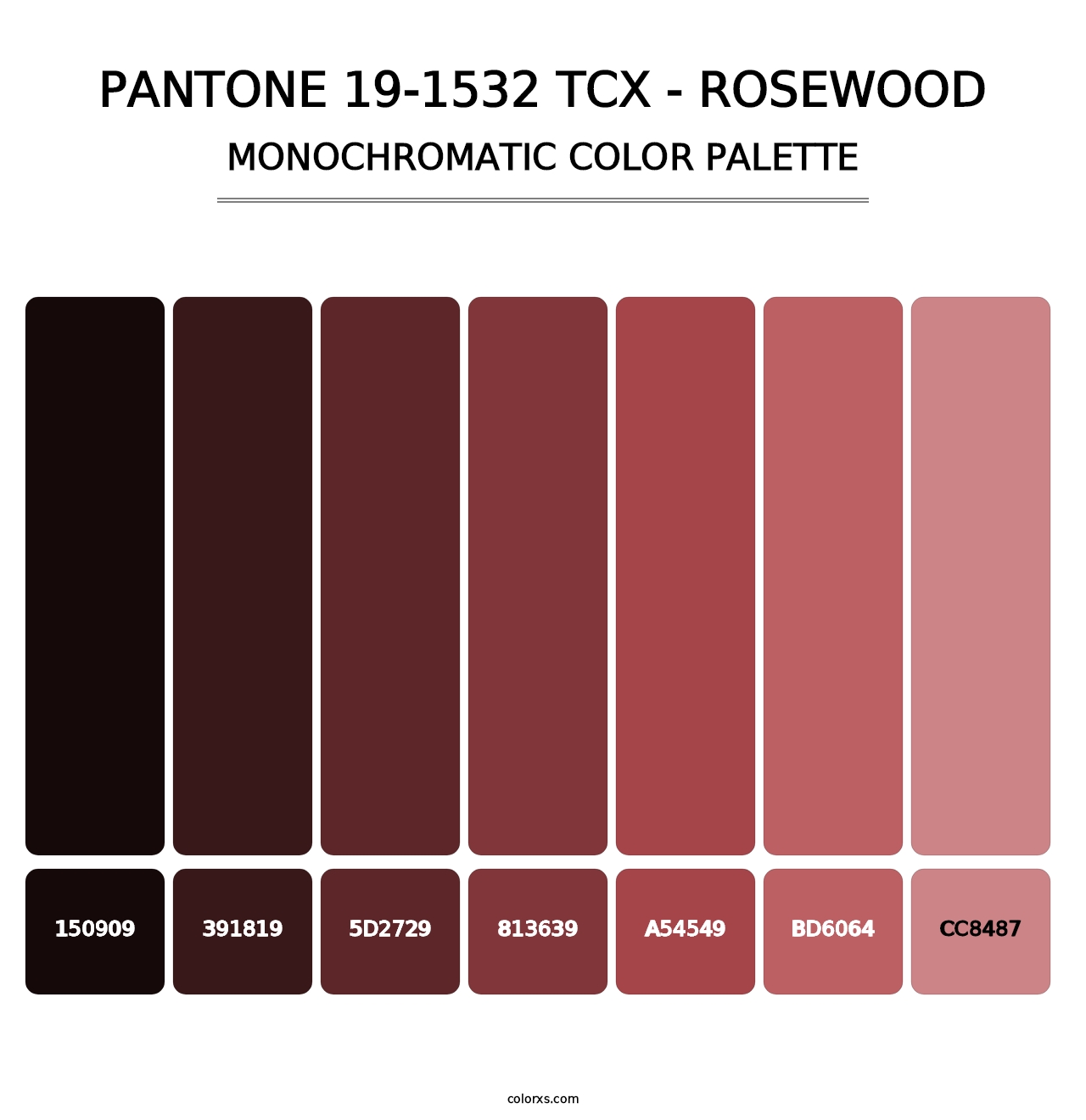 PANTONE 19-1532 TCX - Rosewood - Monochromatic Color Palette