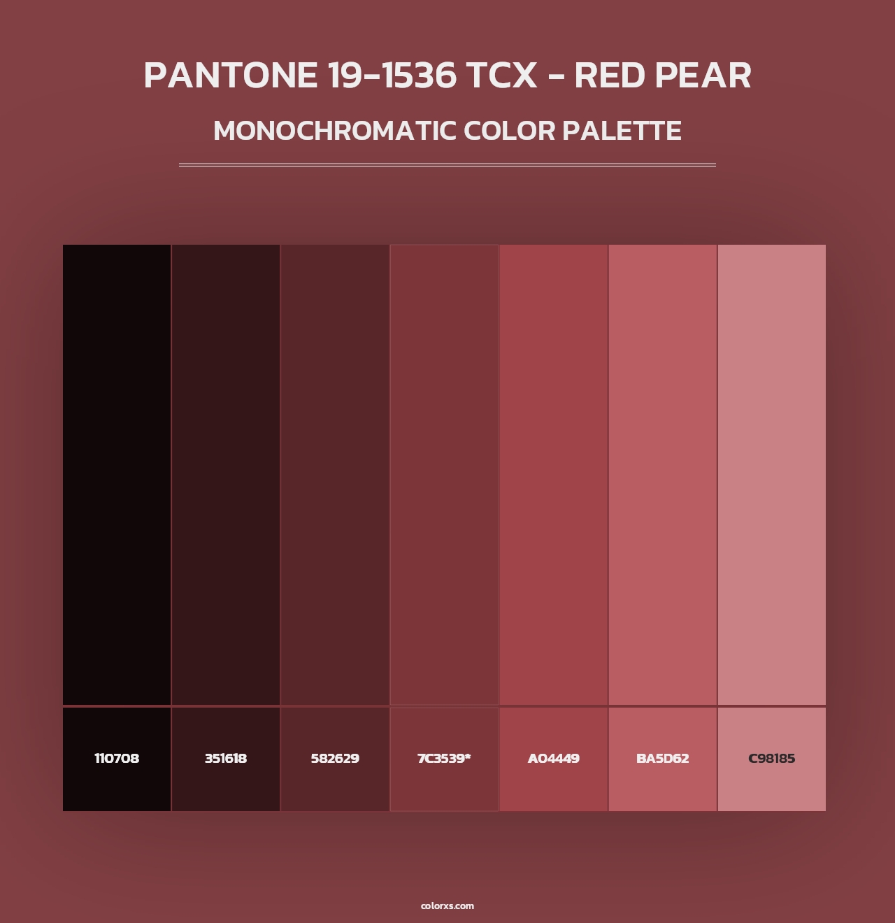 PANTONE 19-1536 TCX - Red Pear - Monochromatic Color Palette