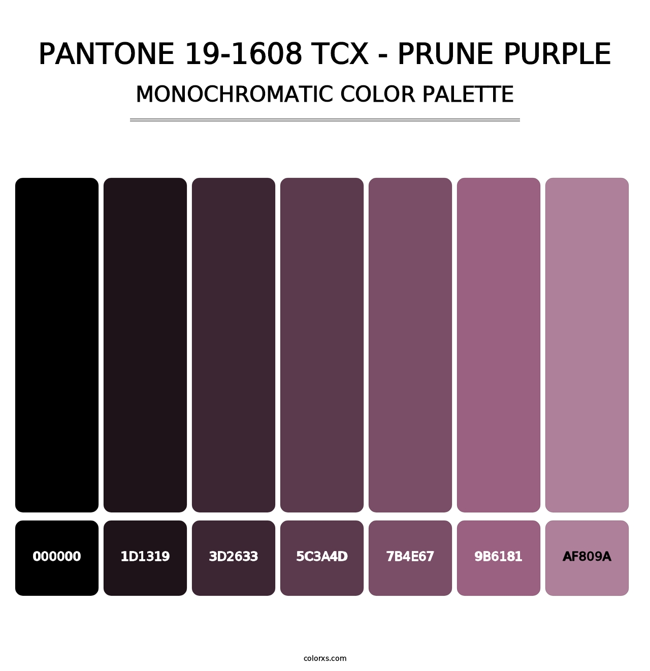PANTONE 19-1608 TCX - Prune Purple - Monochromatic Color Palette