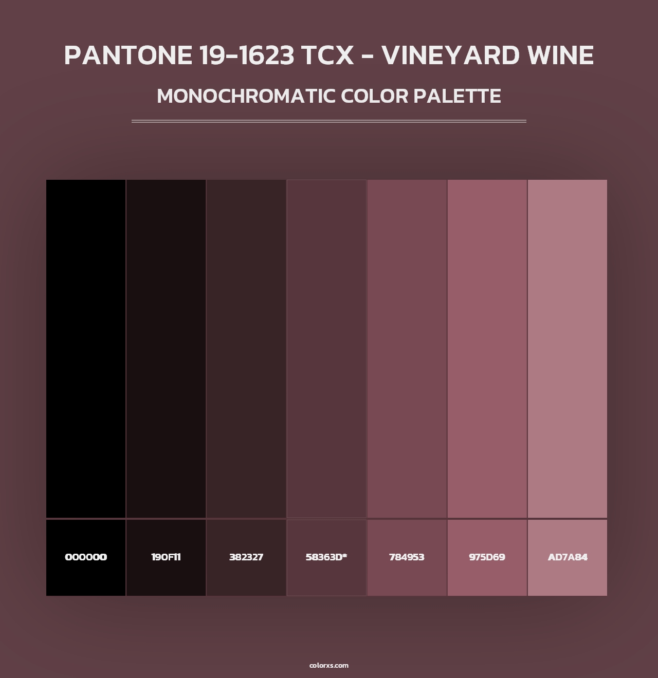 PANTONE 19-1623 TCX - Vineyard Wine - Monochromatic Color Palette