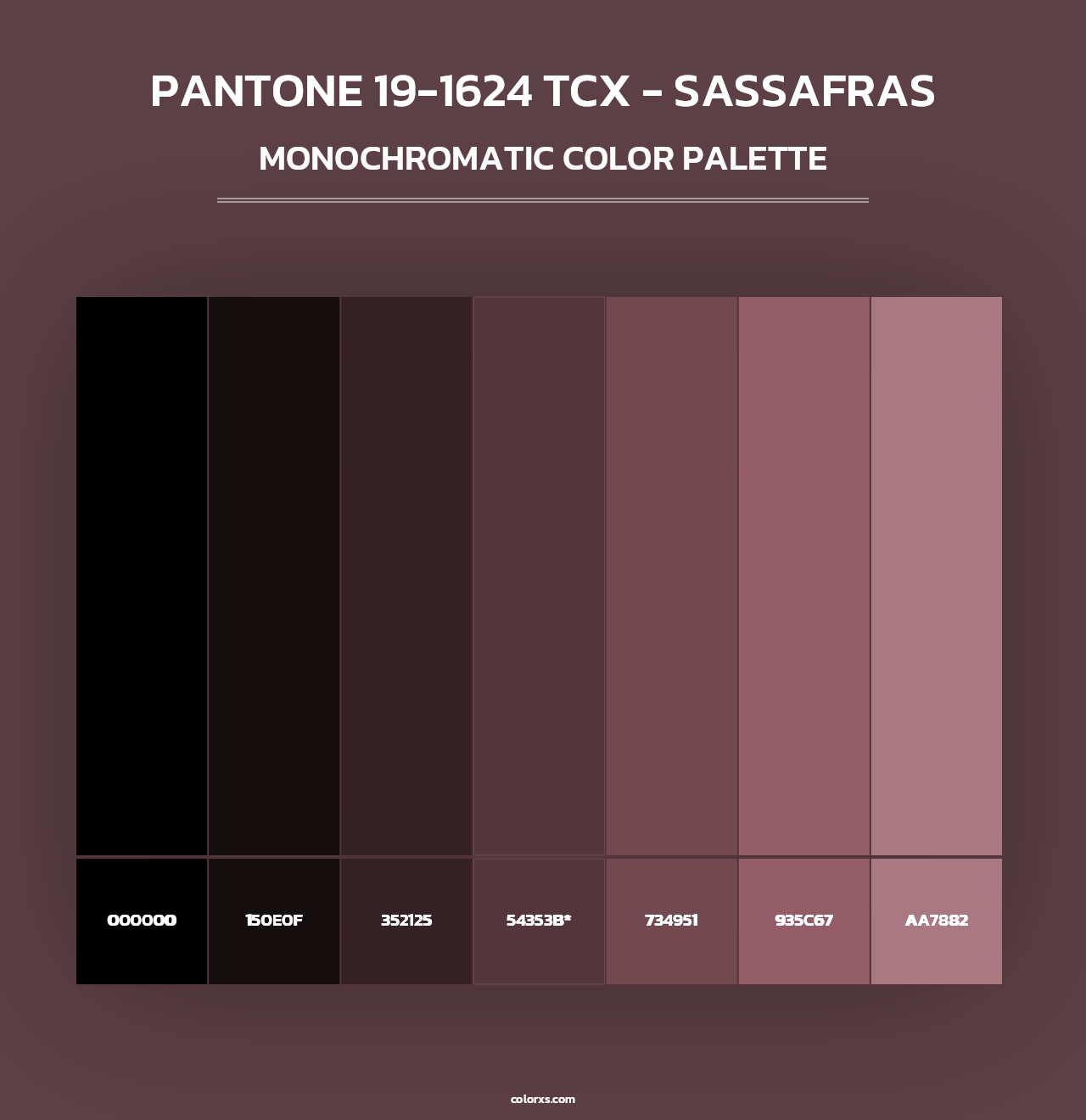 PANTONE 19-1624 TCX - Sassafras - Monochromatic Color Palette