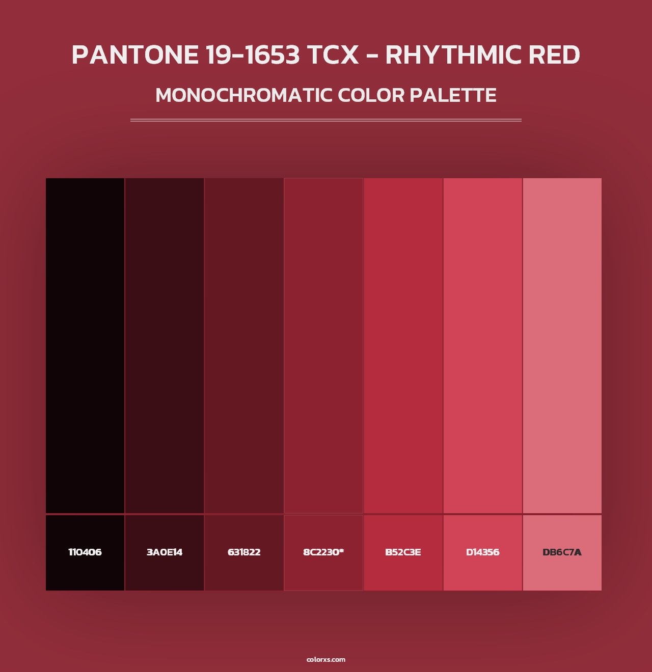 PANTONE 19-1653 TCX - Rhythmic Red - Monochromatic Color Palette