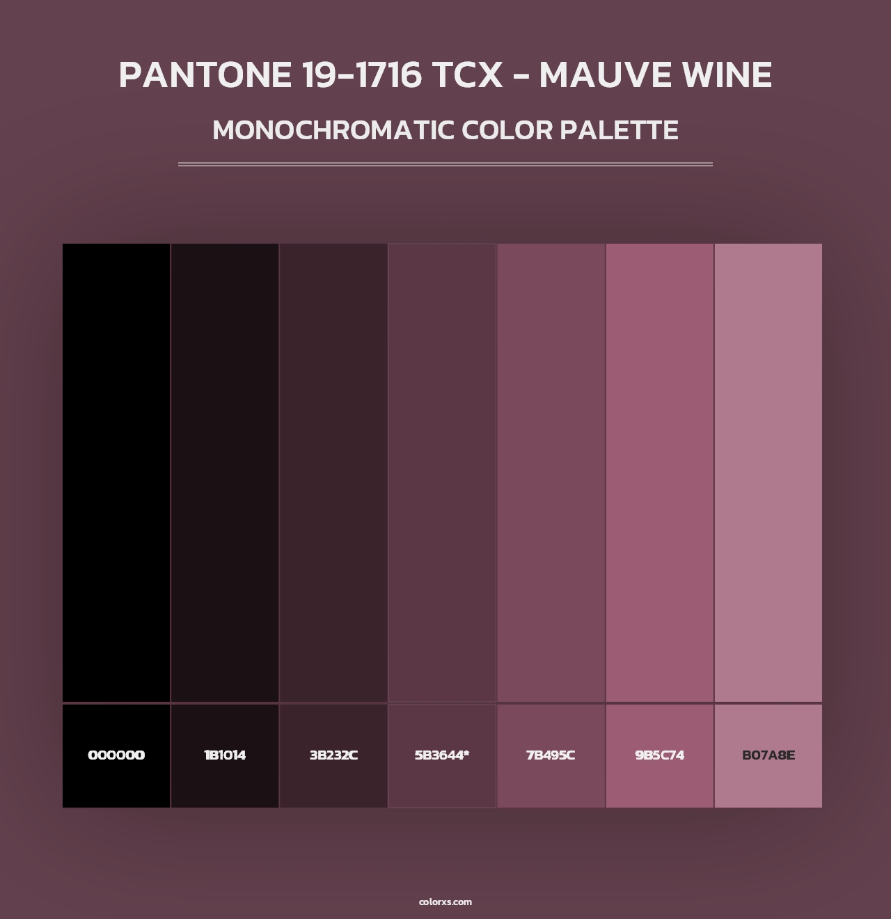 PANTONE 19-1716 TCX - Mauve Wine - Monochromatic Color Palette
