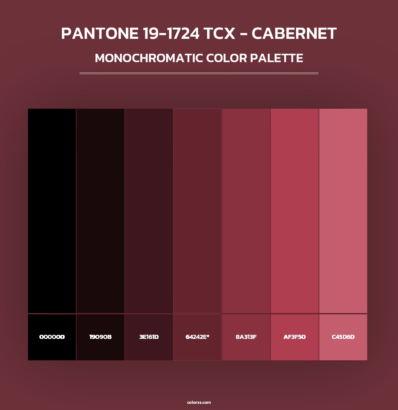 PANTONE 19-1724 TCX - Cabernet - Monochromatic Color Palette