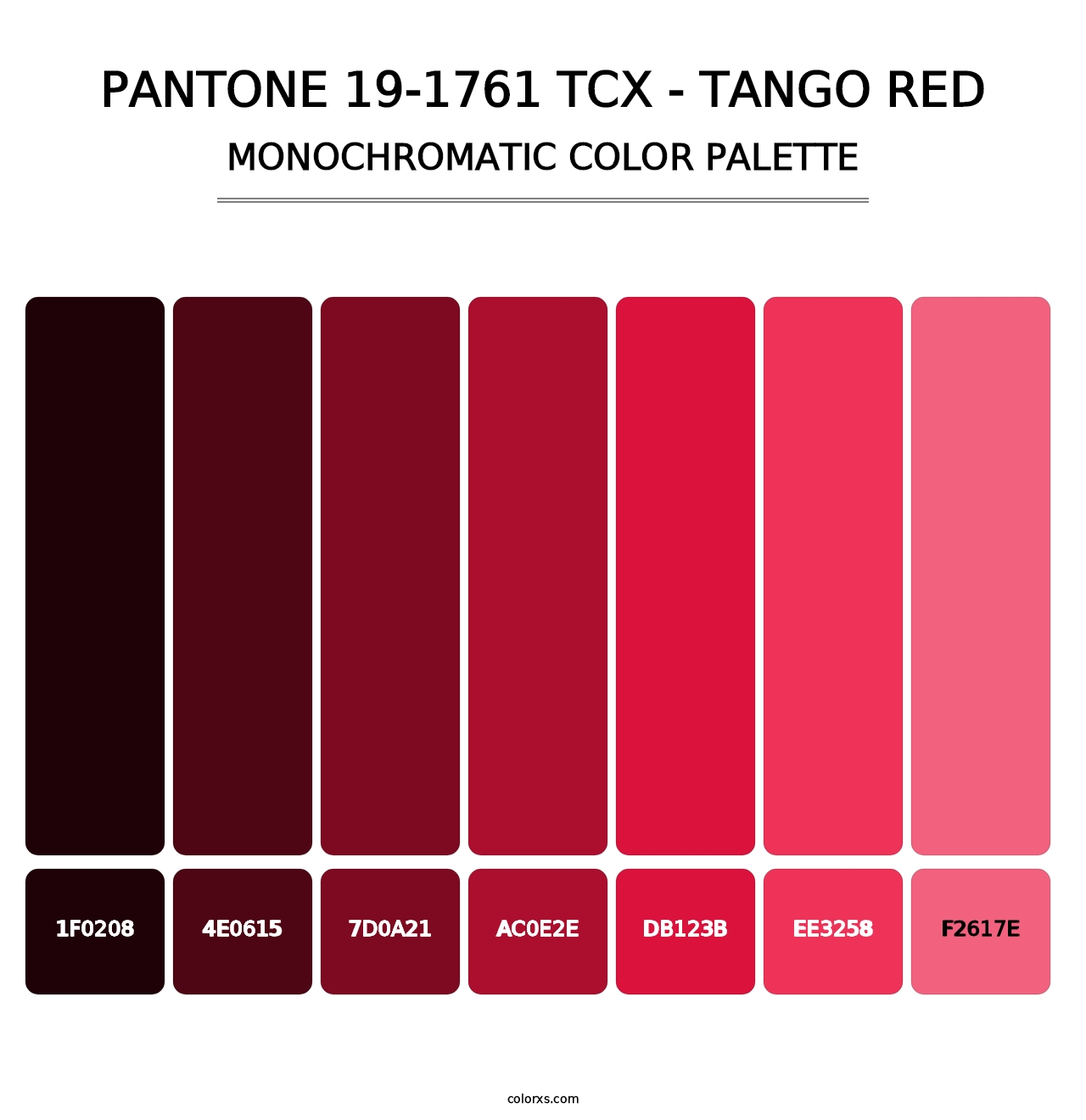 PANTONE 19-1761 TCX - Tango Red - Monochromatic Color Palette