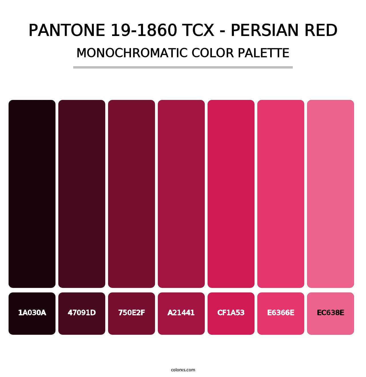 PANTONE 19-1860 TCX - Persian Red - Monochromatic Color Palette