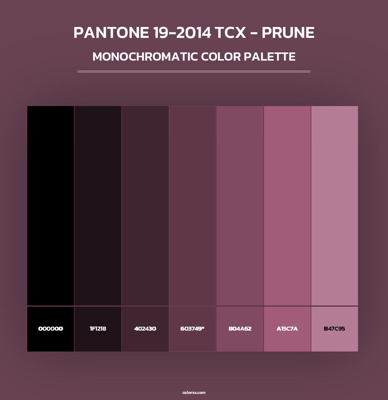 PANTONE 19-2014 TCX - Prune - Monochromatic Color Palette