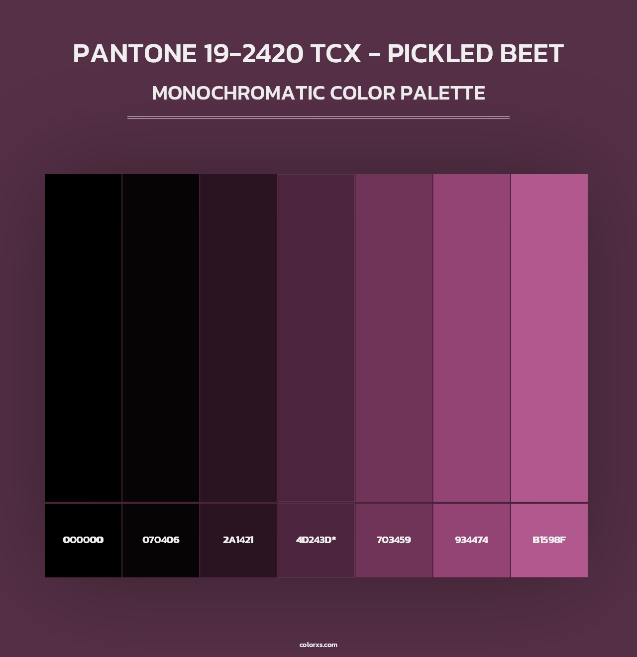 PANTONE 19-2420 TCX - Pickled Beet - Monochromatic Color Palette