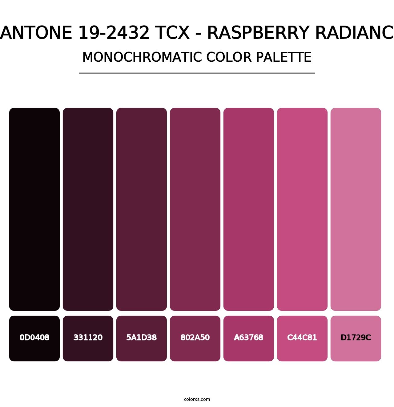 PANTONE 19-2432 TCX - Raspberry Radiance - Monochromatic Color Palette