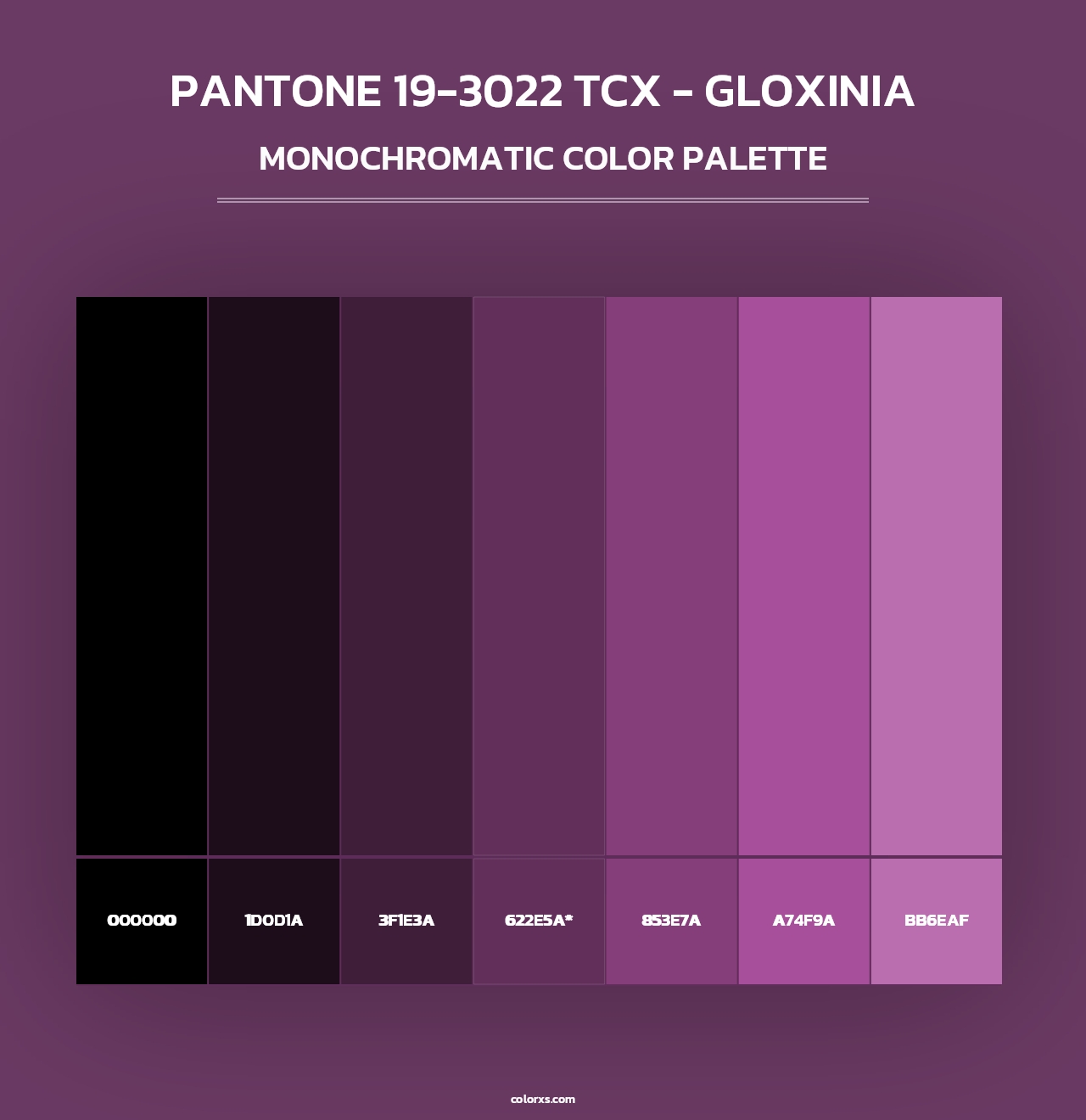 PANTONE 19-3022 TCX - Gloxinia - Monochromatic Color Palette