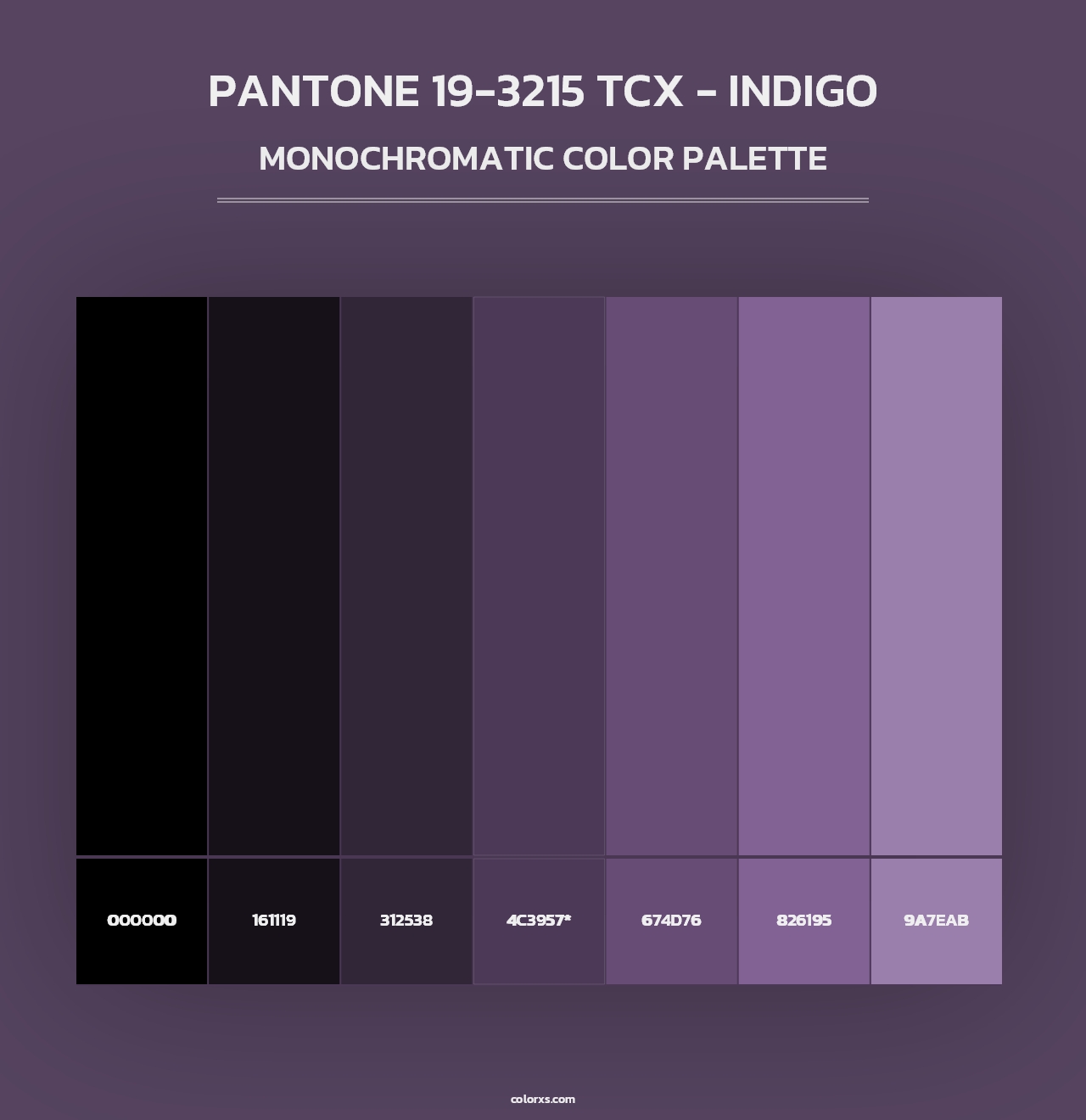 PANTONE 19-3215 TCX - Indigo - Monochromatic Color Palette