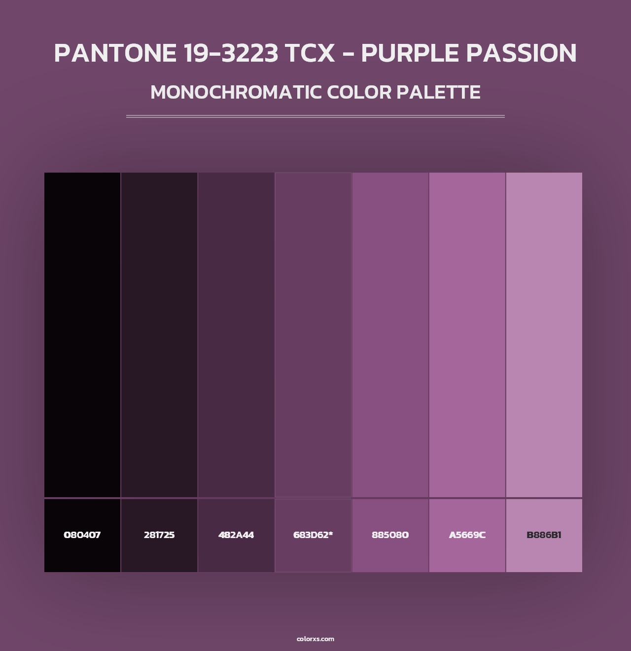 PANTONE 19-3223 TCX - Purple Passion - Monochromatic Color Palette
